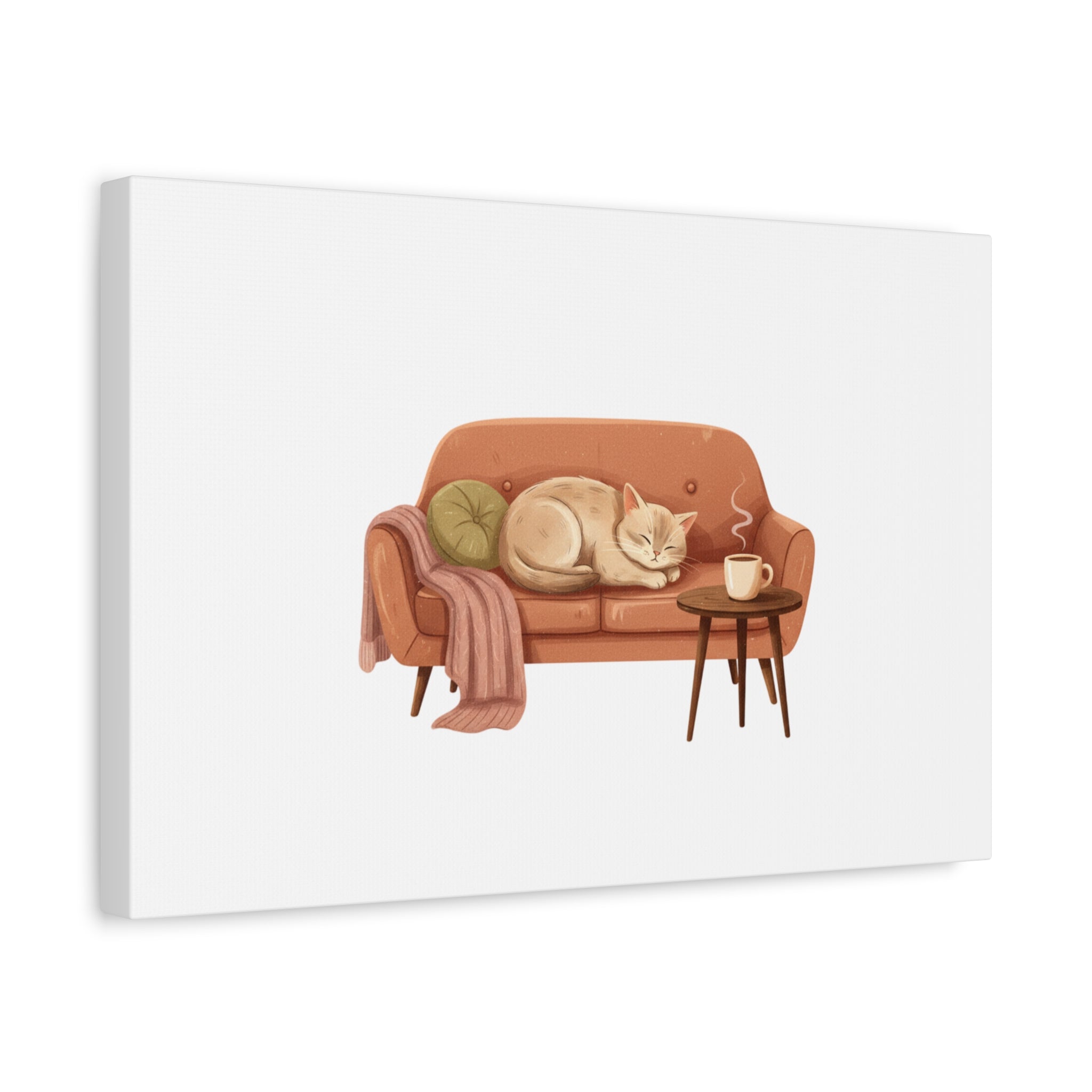 Cozy Cat on Sofa Canvas | cozycore, hygge