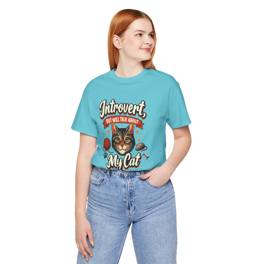 Introvert But Will Talk About My Cat T-Shirt — Funny Cat Lover Tee