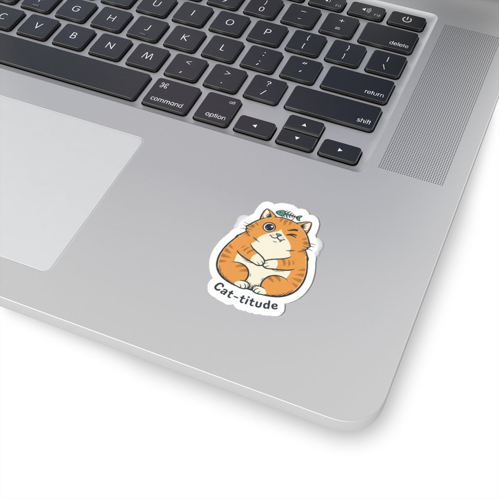 Cat-titude Sticker | sarcastic office humor, minimalist two-tone
