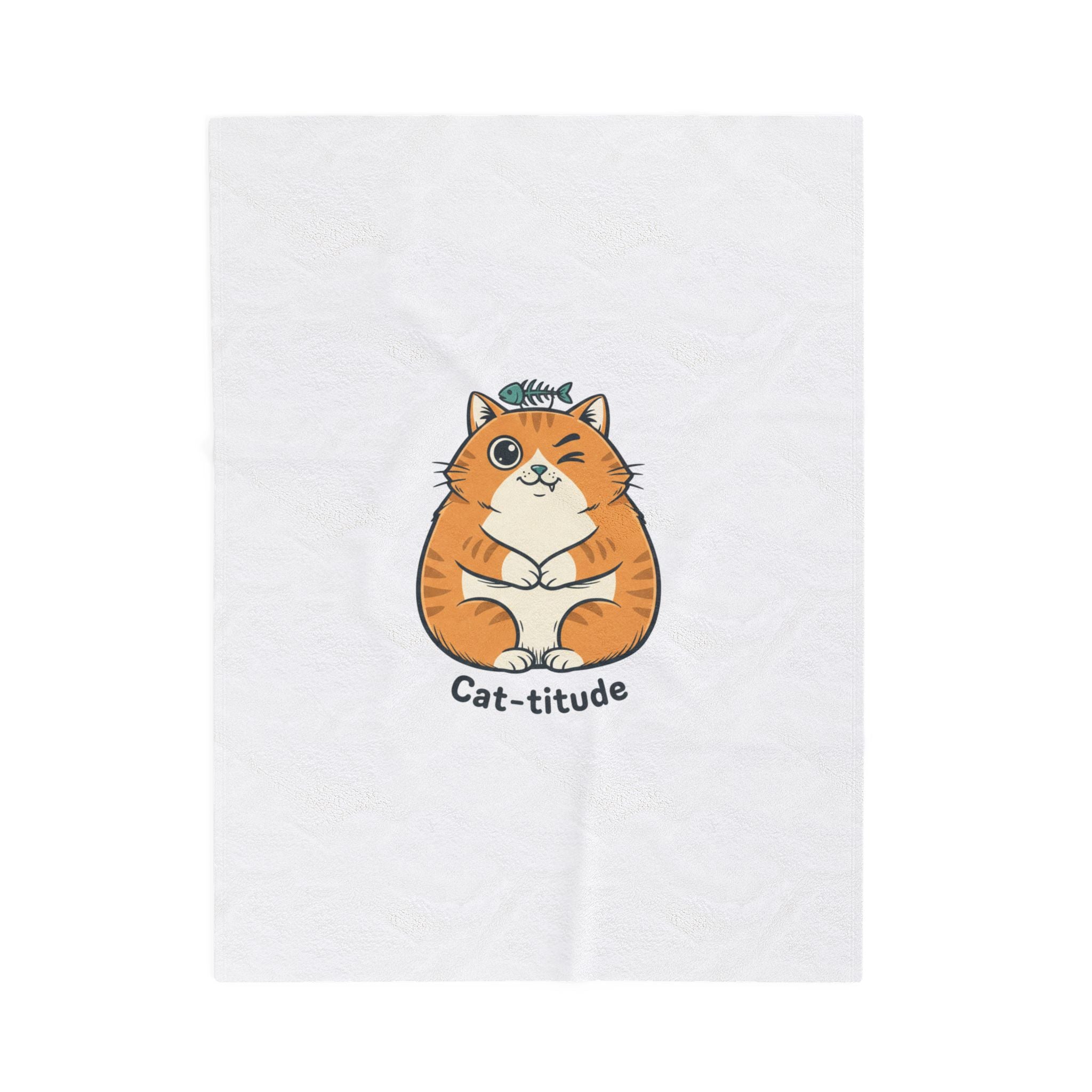 Cat-titude Plush Blanket | minimalist sarcastic humor, office meme style