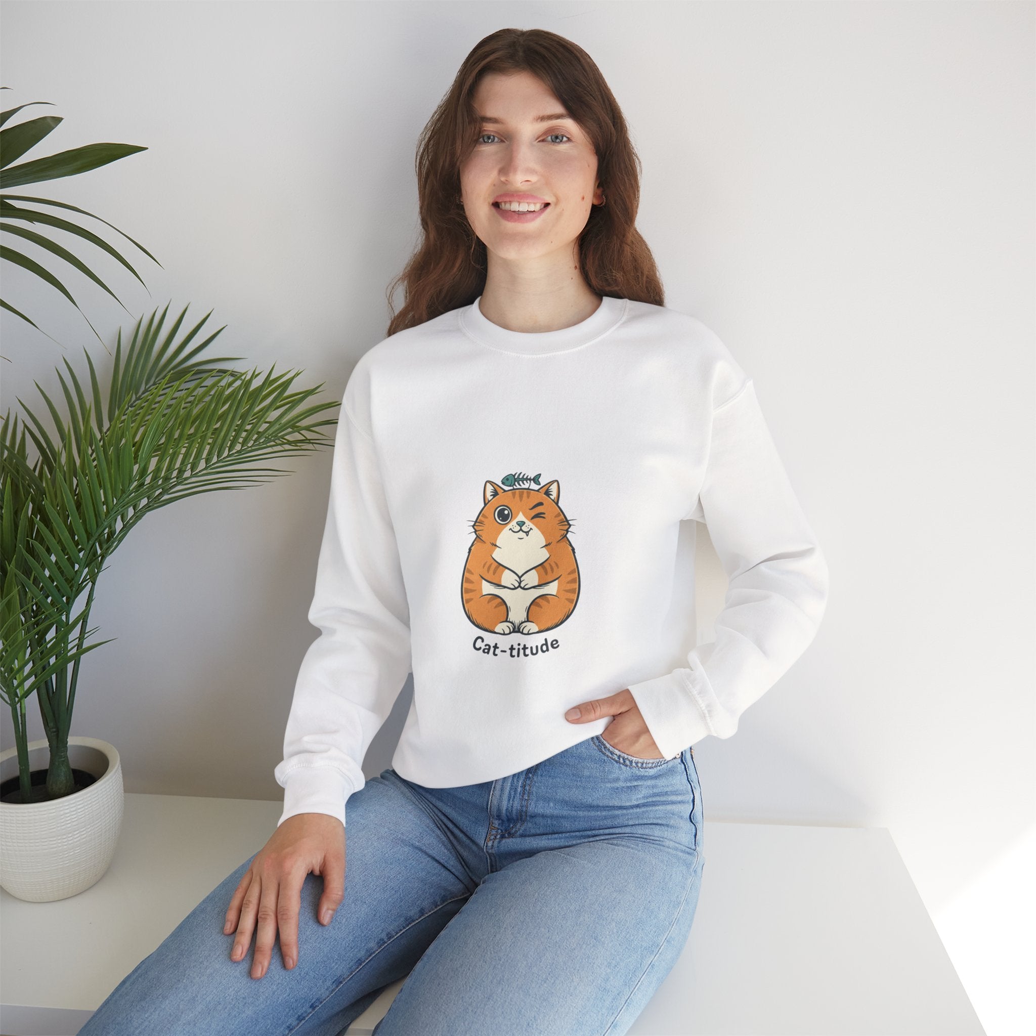 Cat-titude Crewneck Sweatshirt | sarcastic shirt, 90s aesthetic humor