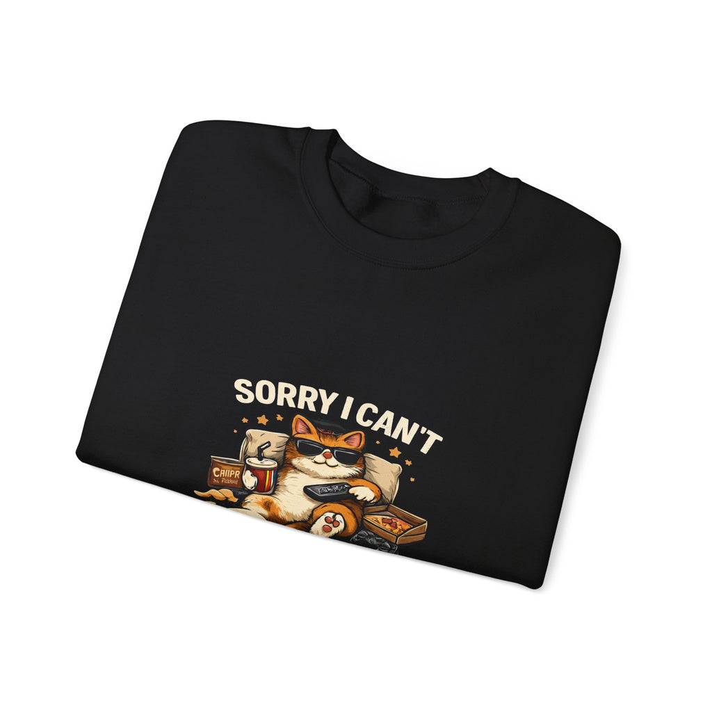 Crewneck Sweatshirt — "Sorry I Can't, I Have Plans With My Cat" Cozy Cat Lover Pullover