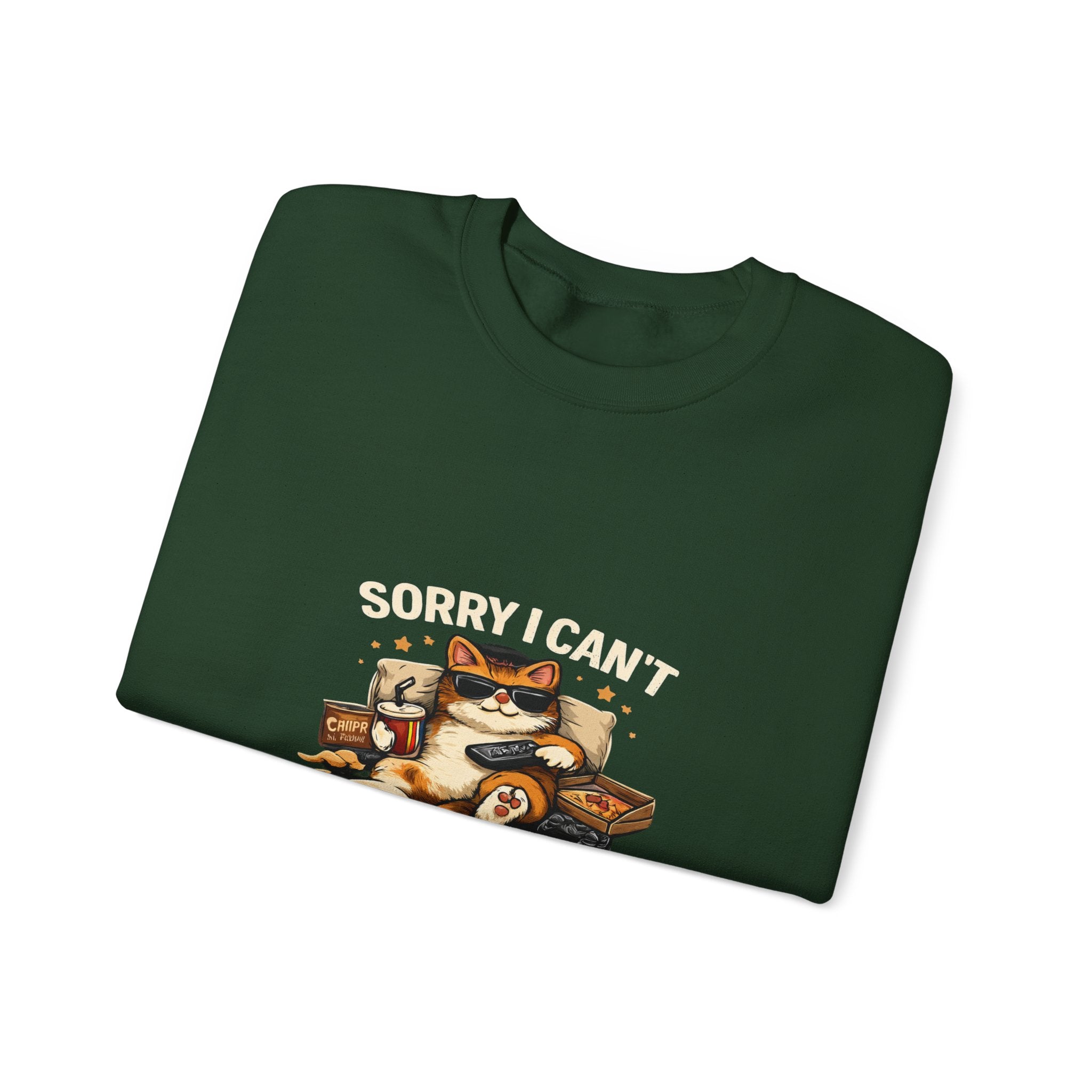 Crewneck Sweatshirt — "Sorry I Can't, I Have Plans With My Cat" Cozy Cat Lover Pullover
