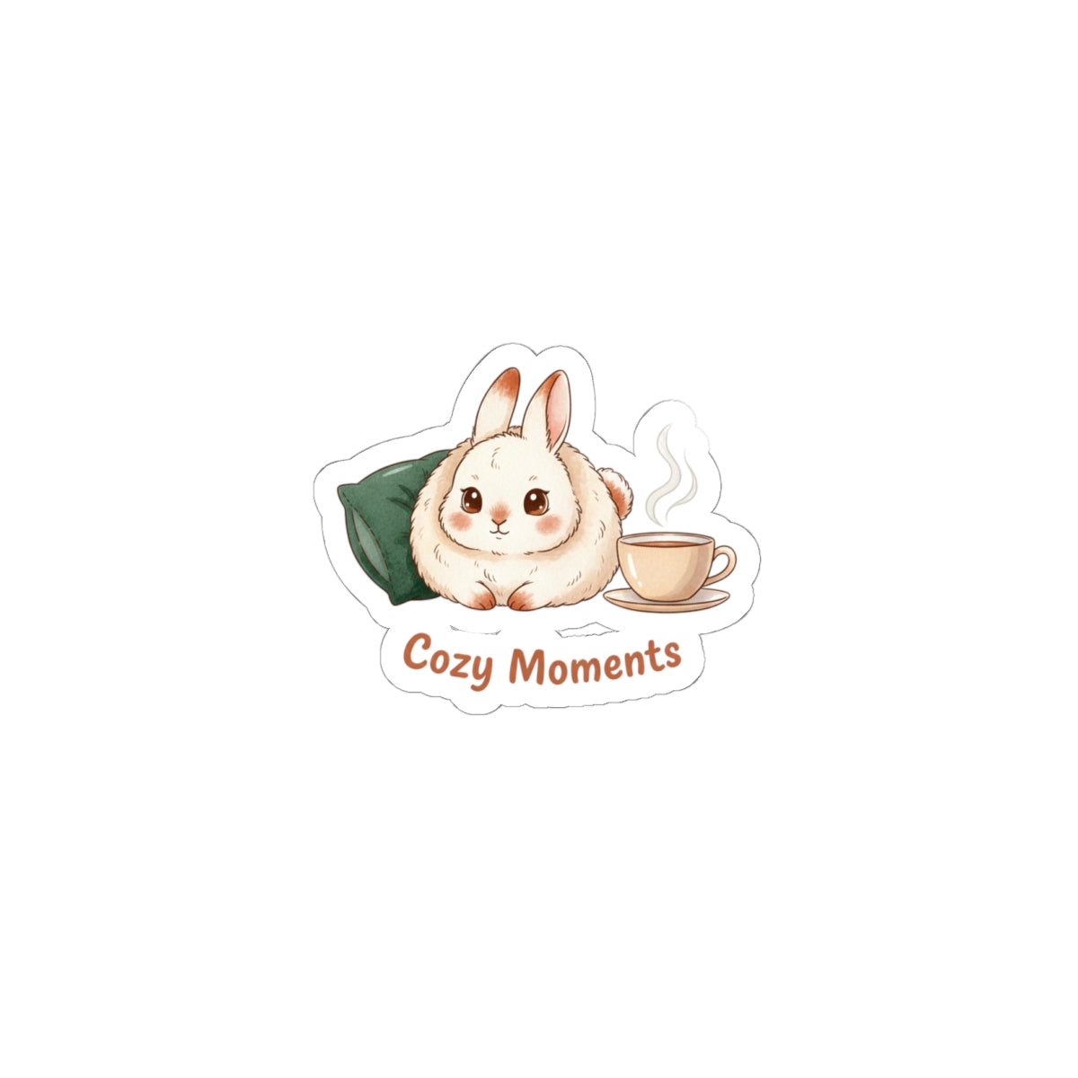 Cozy Moments Bunny Sticker | cozy critter sticker, winter forest art