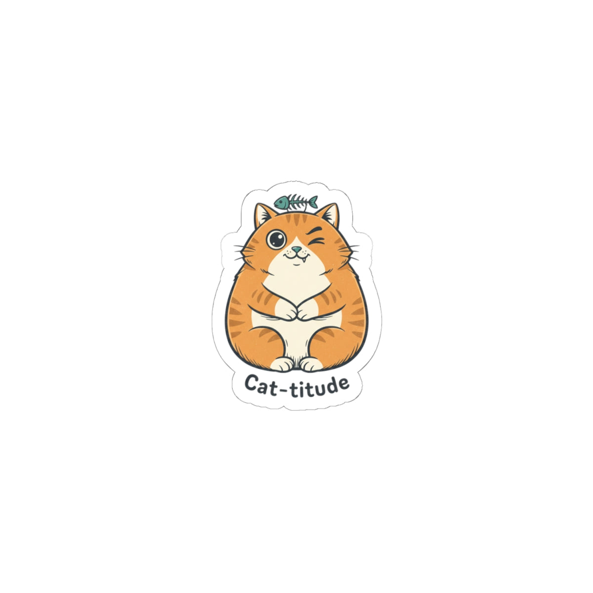 Cat-titude Sticker | sarcastic office humor, minimalist two-tone
