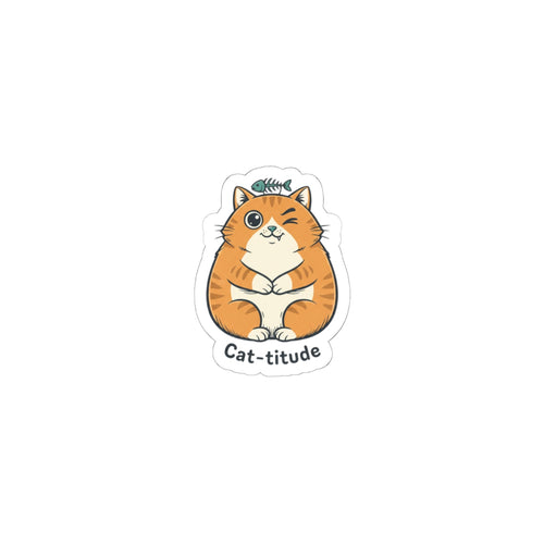 Cat-titude Sticker | sarcastic office humor, minimalist two-tone
