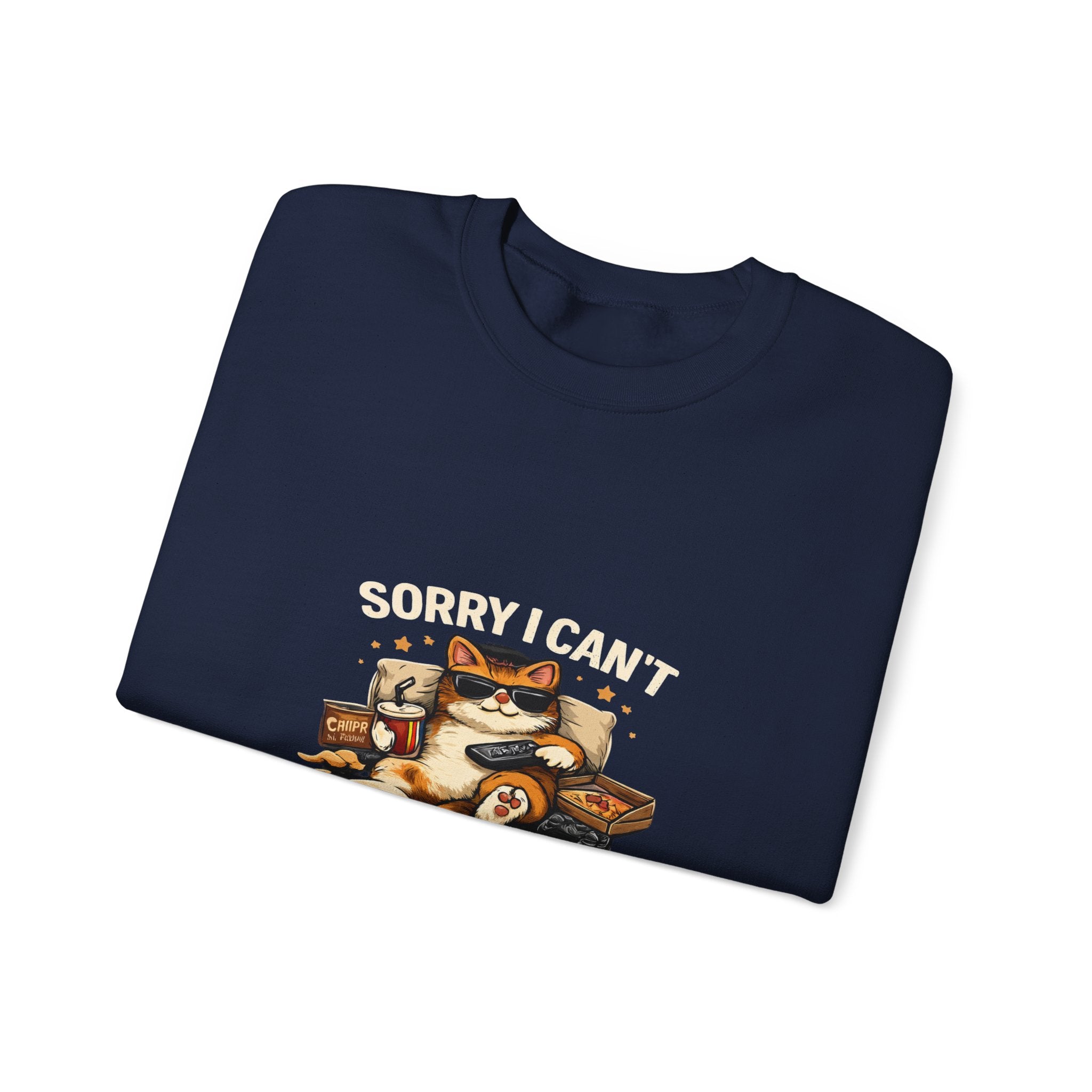 Crewneck Sweatshirt — "Sorry I Can't, I Have Plans With My Cat" Cozy Cat Lover Pullover