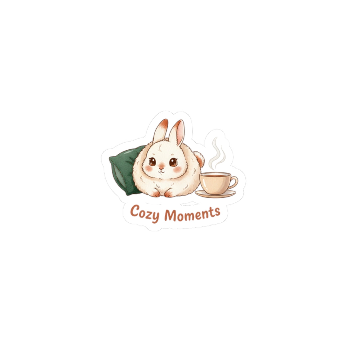 Cozy Moments Bunny Sticker | cozy critter sticker, winter forest art