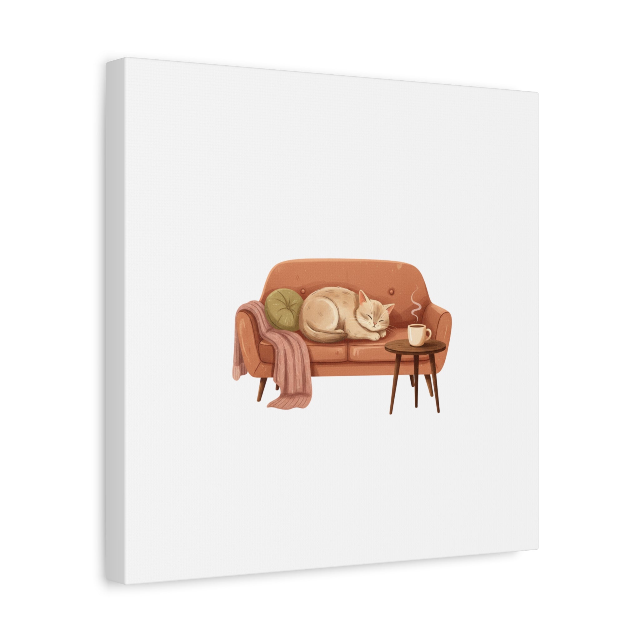 Cozy Cat on Sofa Canvas | cozycore, hygge