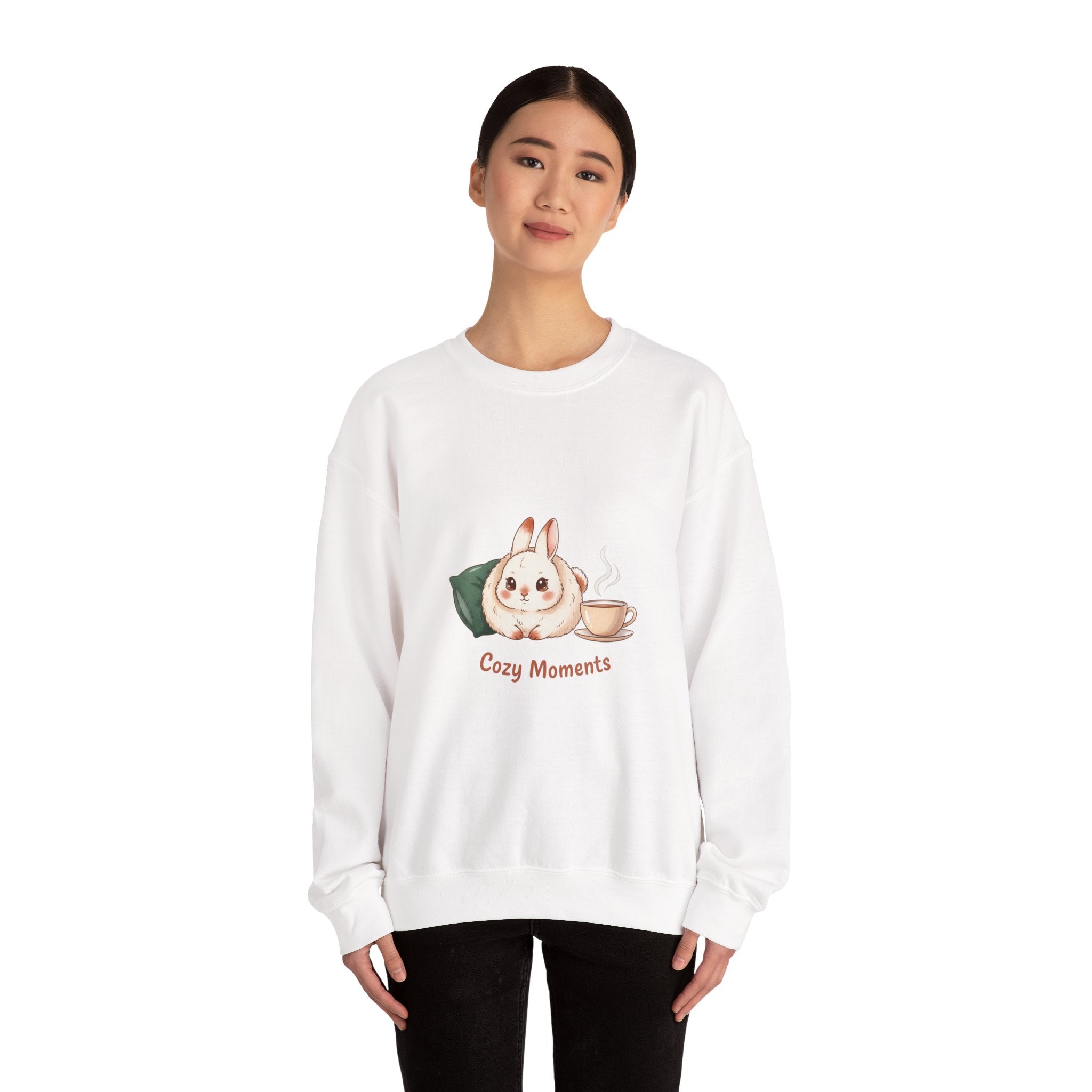 Cozy Moments Bunny Illustration Sweatshirt | cute animal illustration, winter forest art
