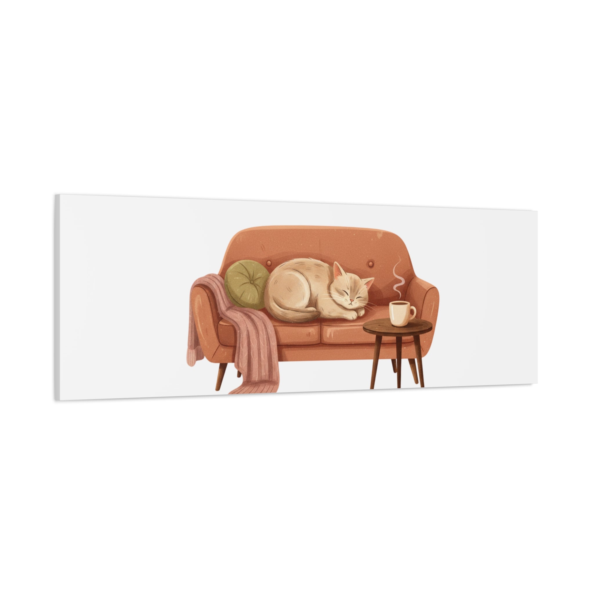 Cozy Cat on Sofa Canvas | cozycore, hygge