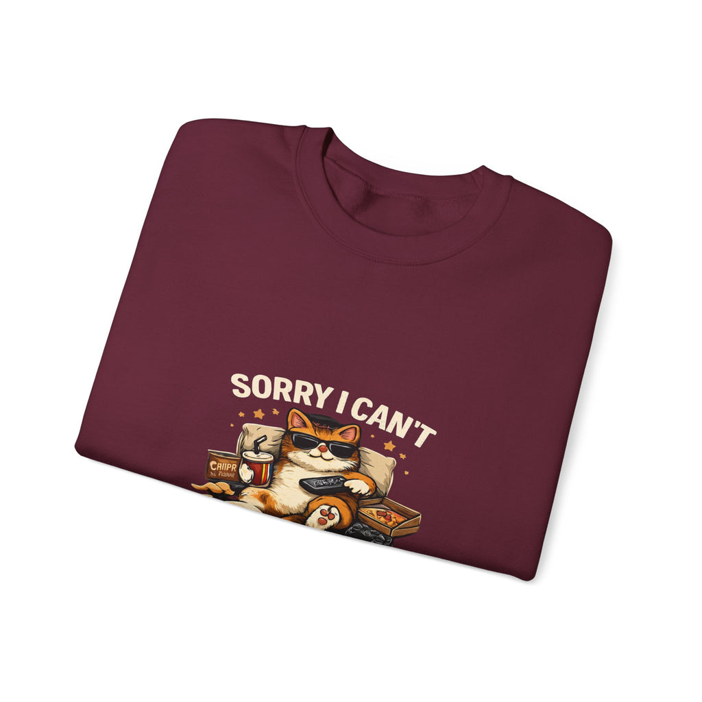 Crewneck Sweatshirt — "Sorry I Can't, I Have Plans With My Cat" Cozy Cat Lover Pullover