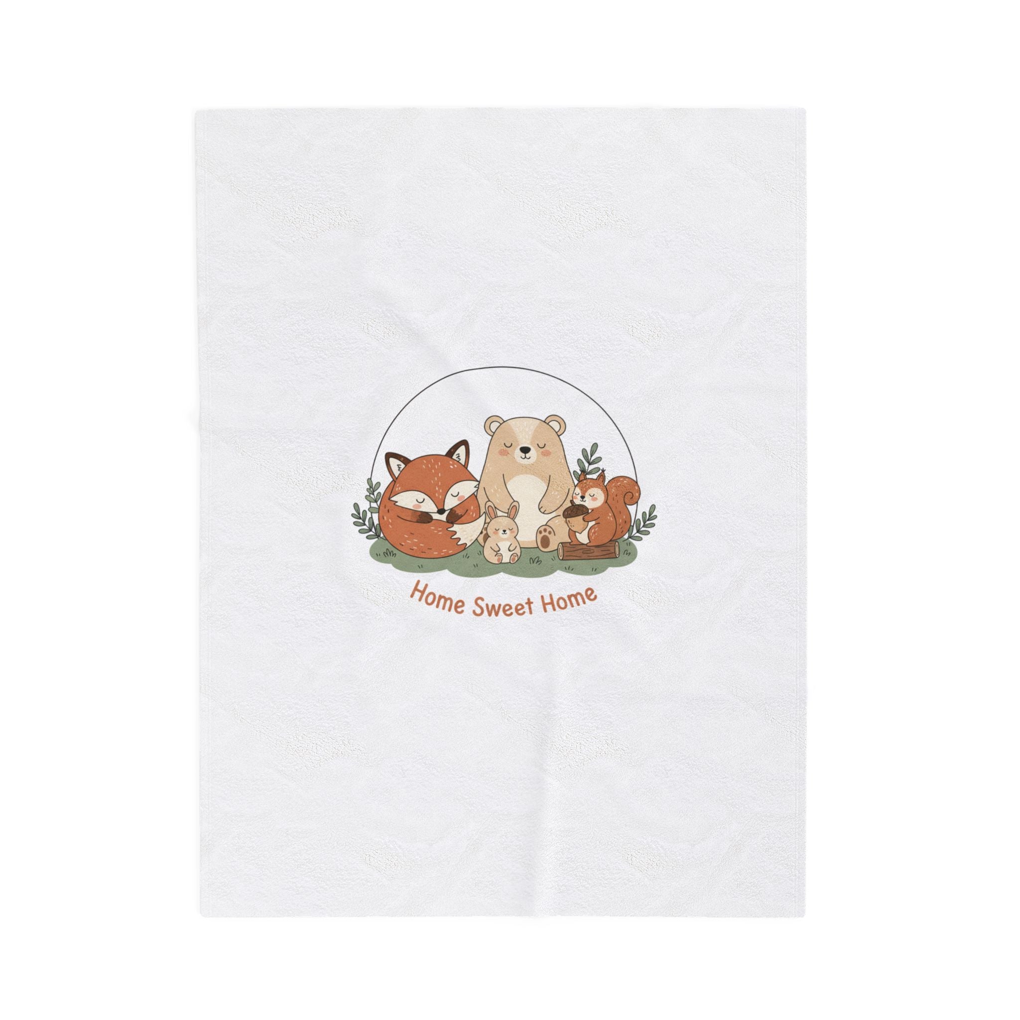 Cozy Winter Forest Animals Velveteen Blanket | Cute Critter Illustration