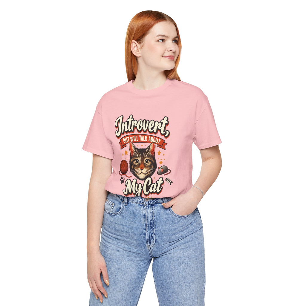 Introvert But Will Talk About My Cat T-Shirt — Funny Cat Lover Tee