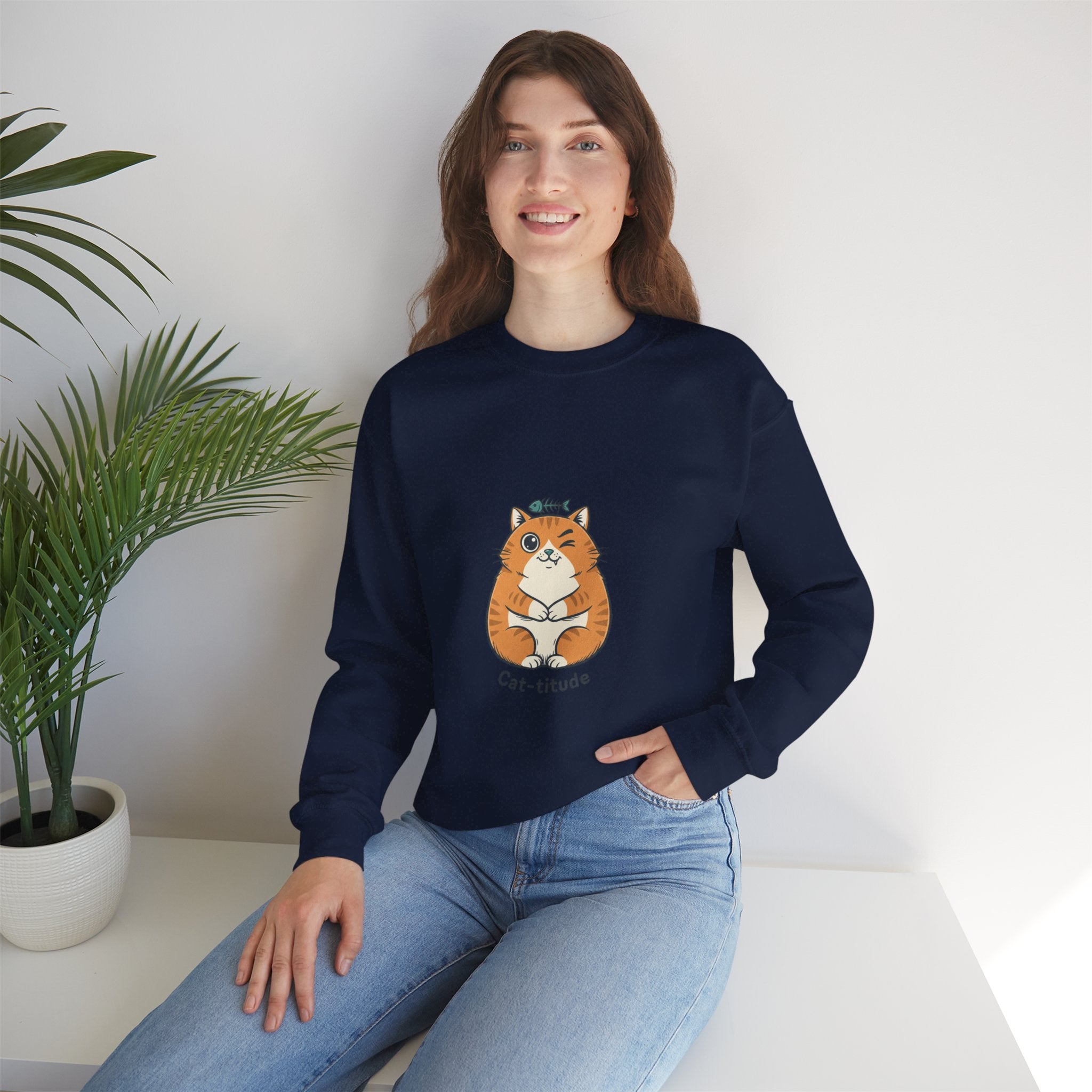 Cat-titude Crewneck Sweatshirt | sarcastic shirt, 90s aesthetic humor