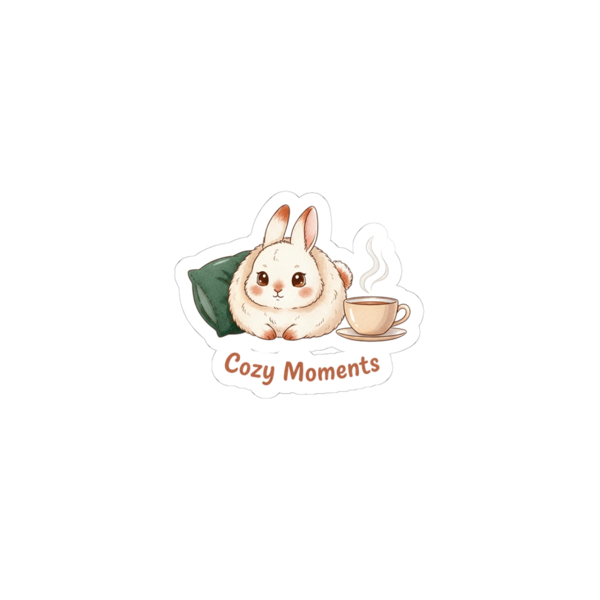 Cozy Moments Bunny Sticker | cozy critter sticker, winter forest art