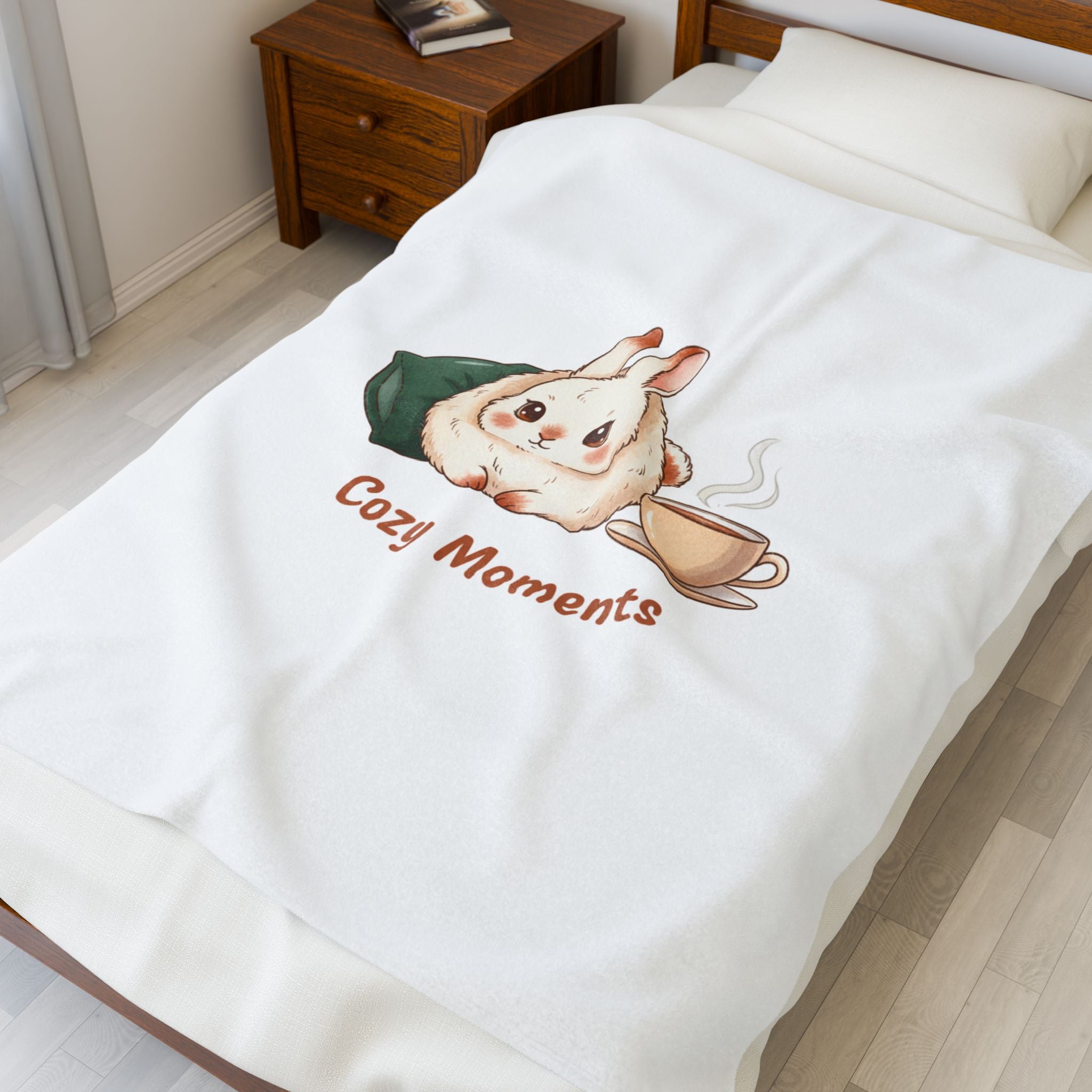 Cozy Moments Bunny Blanket | cute animal illustration, winter forest art
