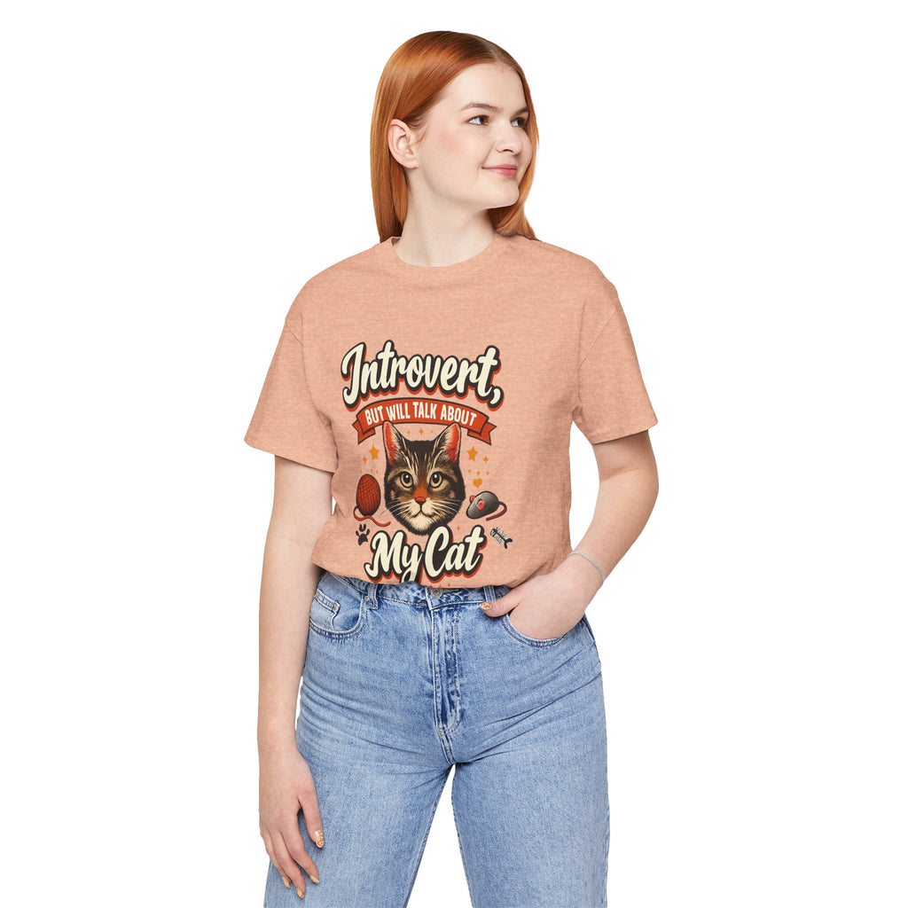 Introvert But Will Talk About My Cat T-Shirt — Funny Cat Lover Tee