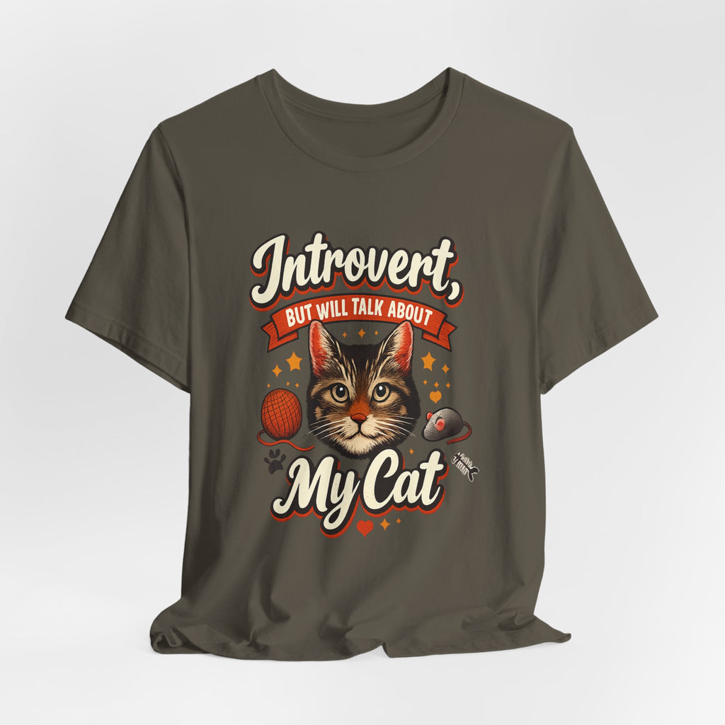 Introvert But Will Talk About My Cat T-Shirt — Funny Cat Lover Tee