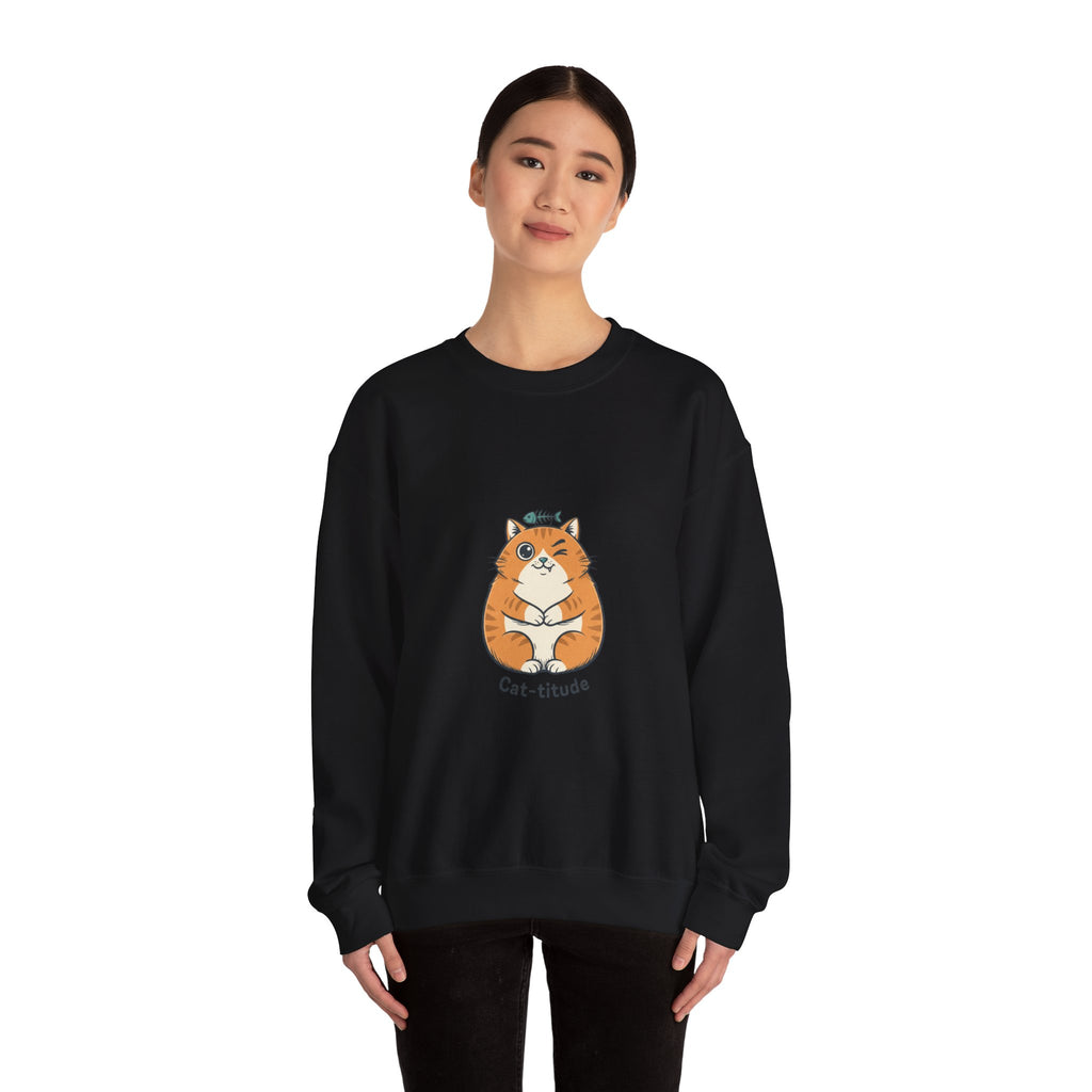 Cat-titude Crewneck Sweatshirt | sarcastic shirt, 90s aesthetic humor