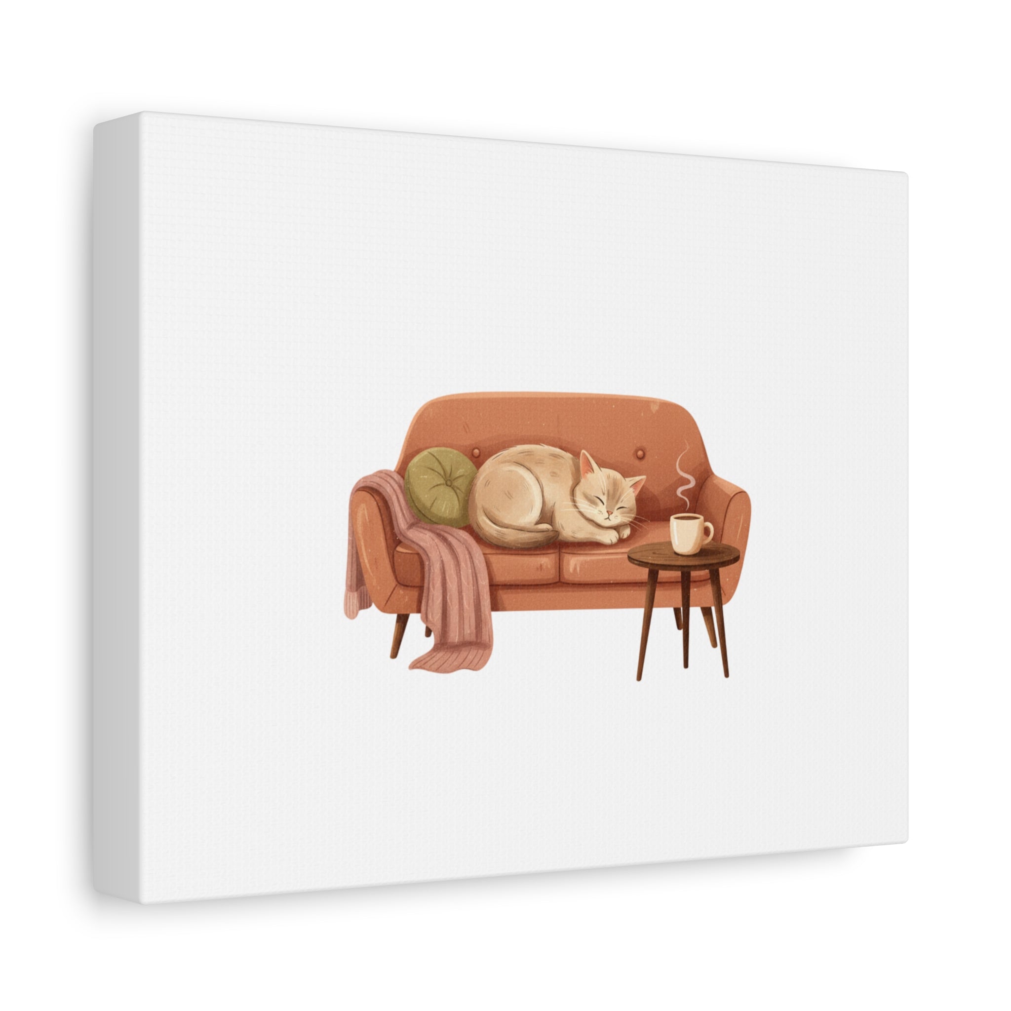 Cozy Cat on Sofa Canvas | cozycore, hygge