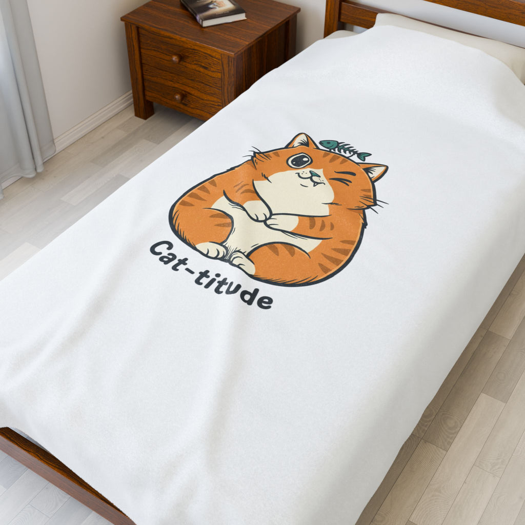 Cat-titude Plush Blanket | minimalist sarcastic humor, office meme style