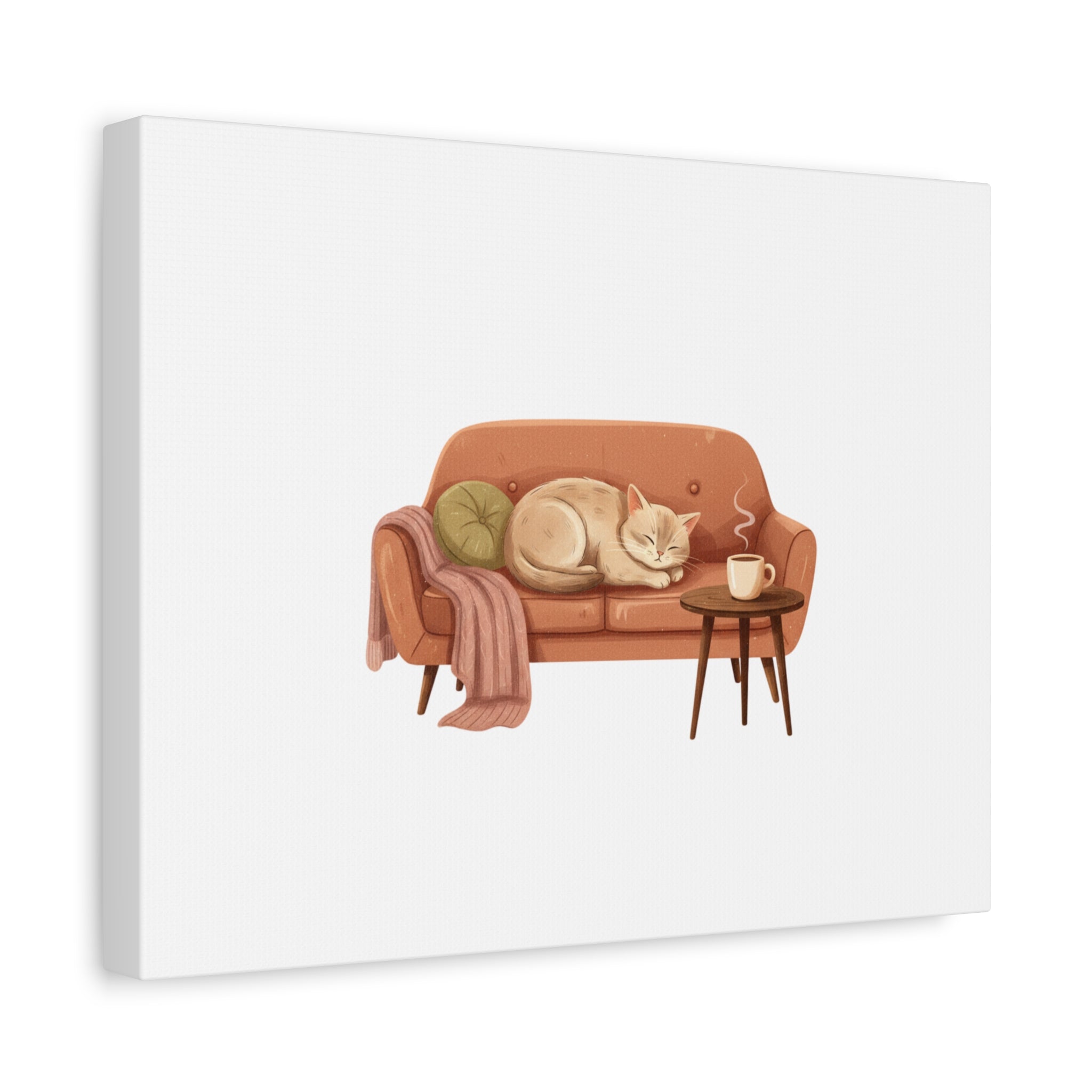 Cozy Cat on Sofa Canvas | cozycore, hygge