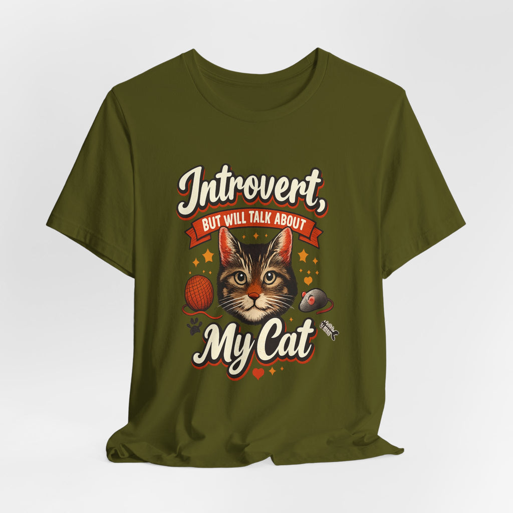 Introvert But Will Talk About My Cat T-Shirt — Funny Cat Lover Tee