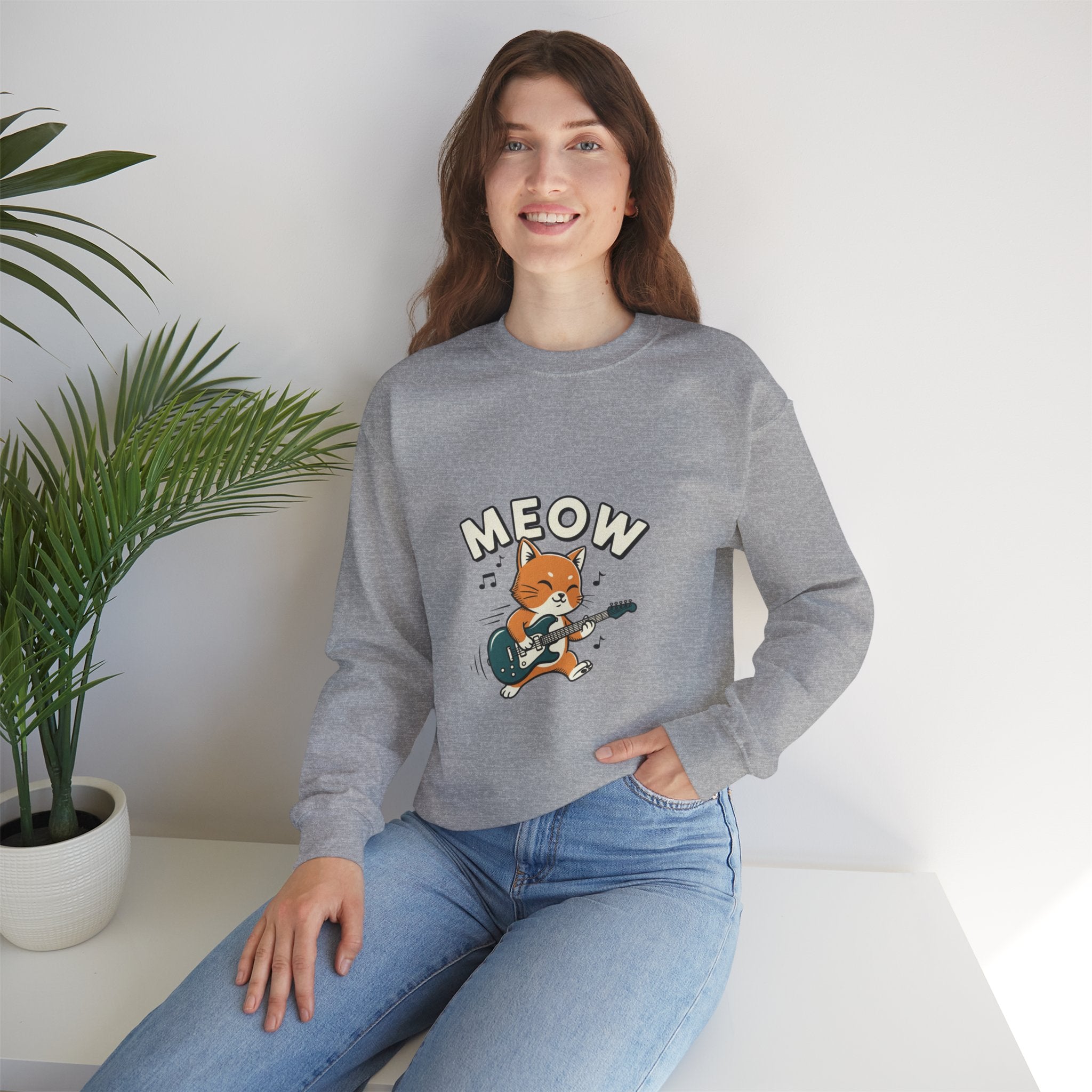 Meow Guitar Cat Sweatshirt | Loading Bar Humor, Buffering Meme