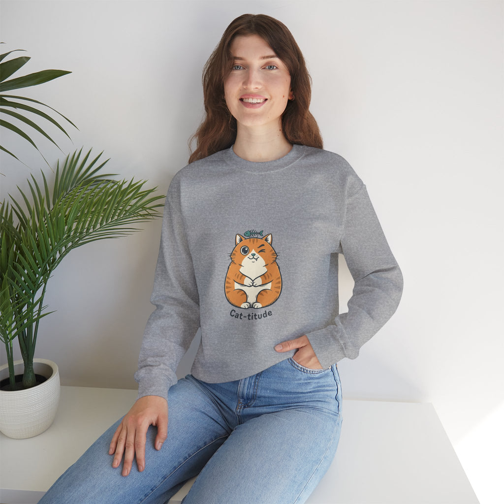 Cat-titude Crewneck Sweatshirt | sarcastic shirt, 90s aesthetic humor