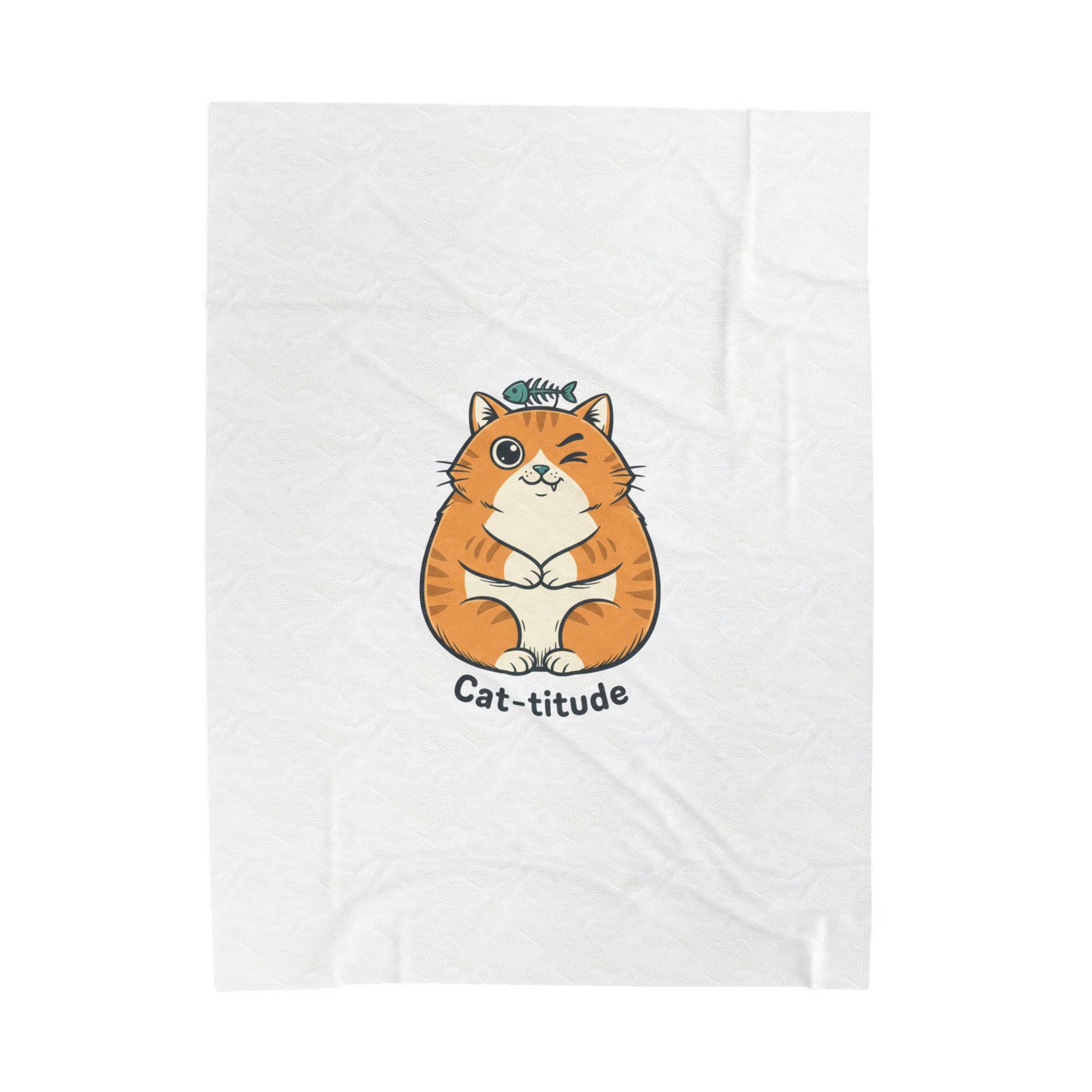 Cat-titude Plush Blanket | minimalist sarcastic humor, office meme style