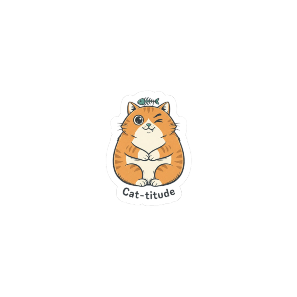Cat-titude Sticker | sarcastic office humor, minimalist two-tone