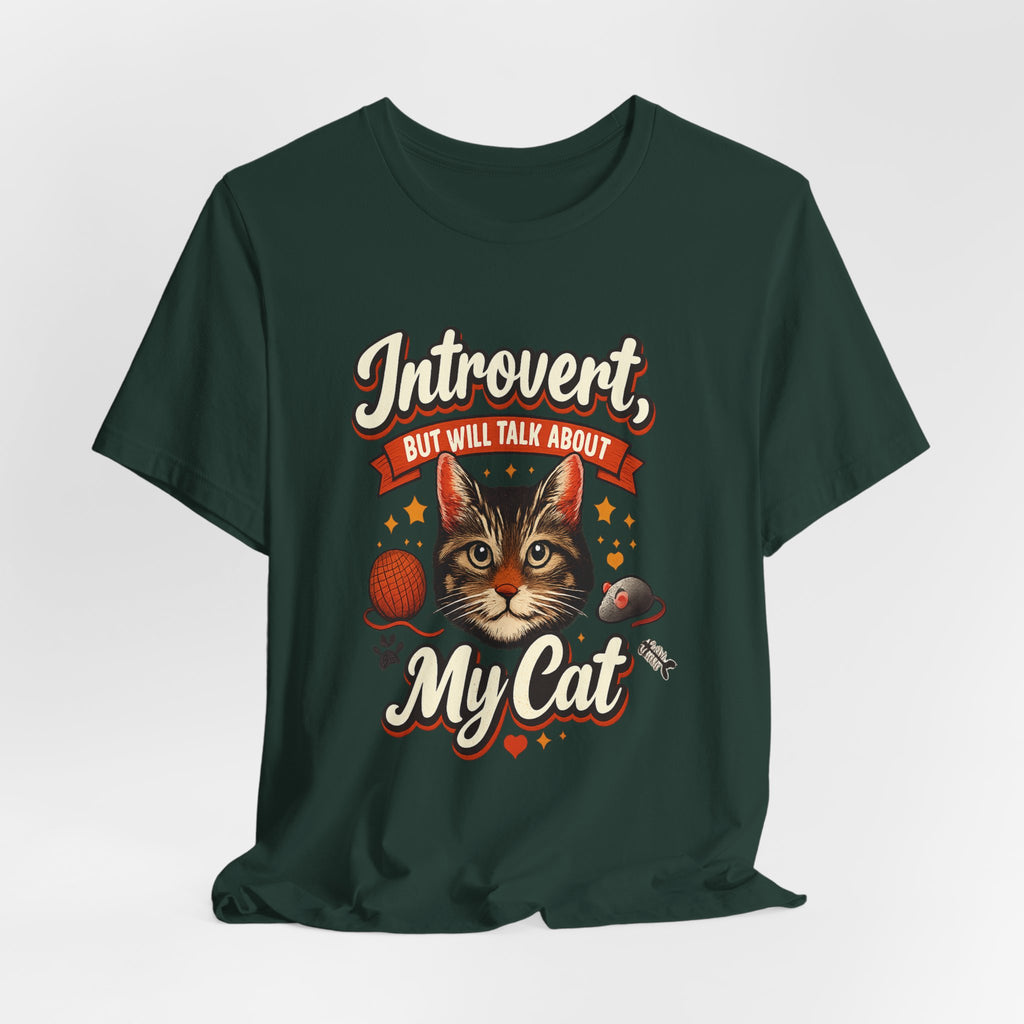 Introvert But Will Talk About My Cat T-Shirt — Funny Cat Lover Tee