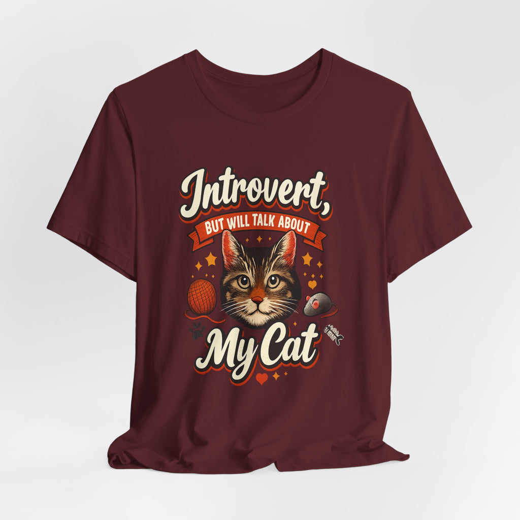 Introvert But Will Talk About My Cat T-Shirt — Funny Cat Lover Tee