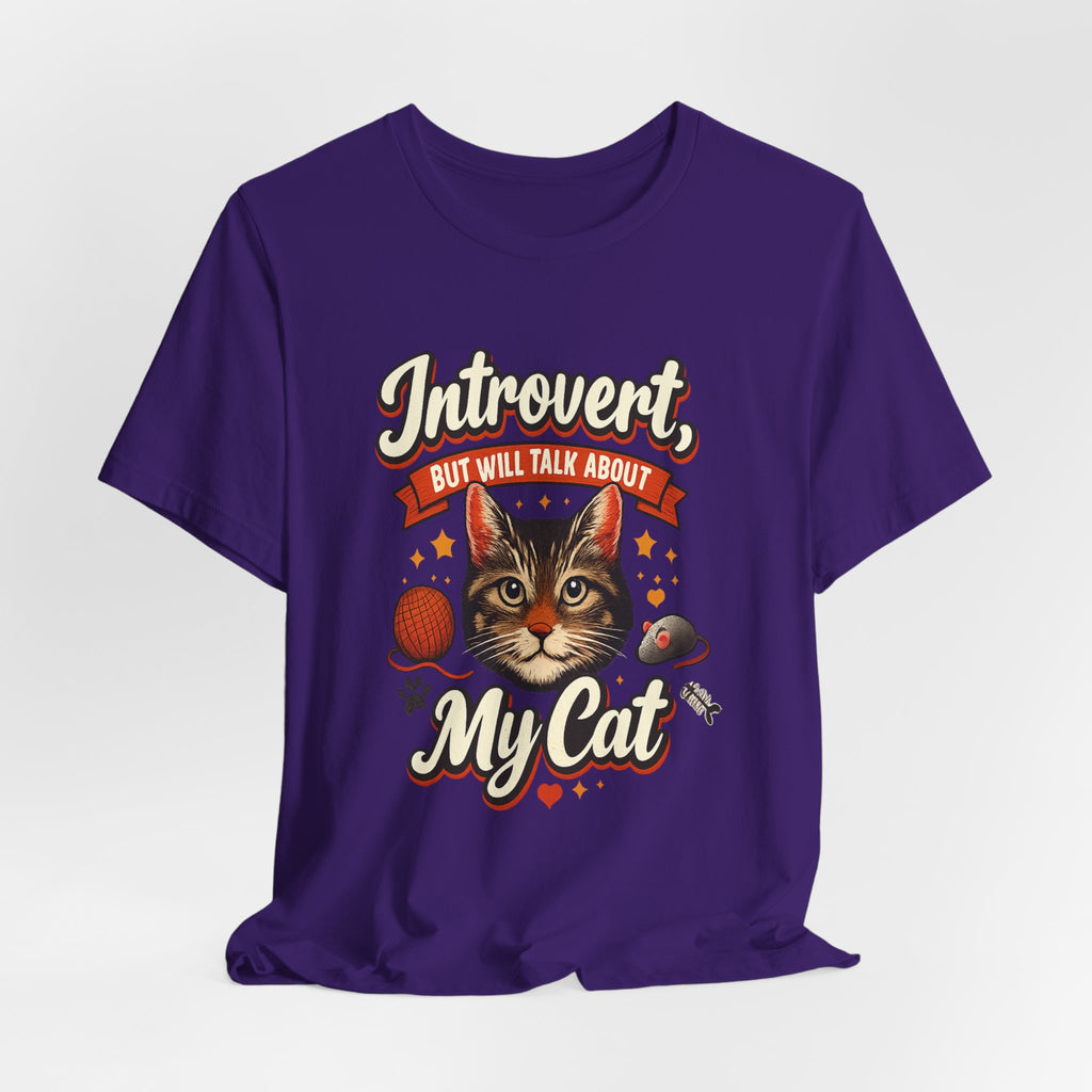Introvert But Will Talk About My Cat T-Shirt — Funny Cat Lover Tee