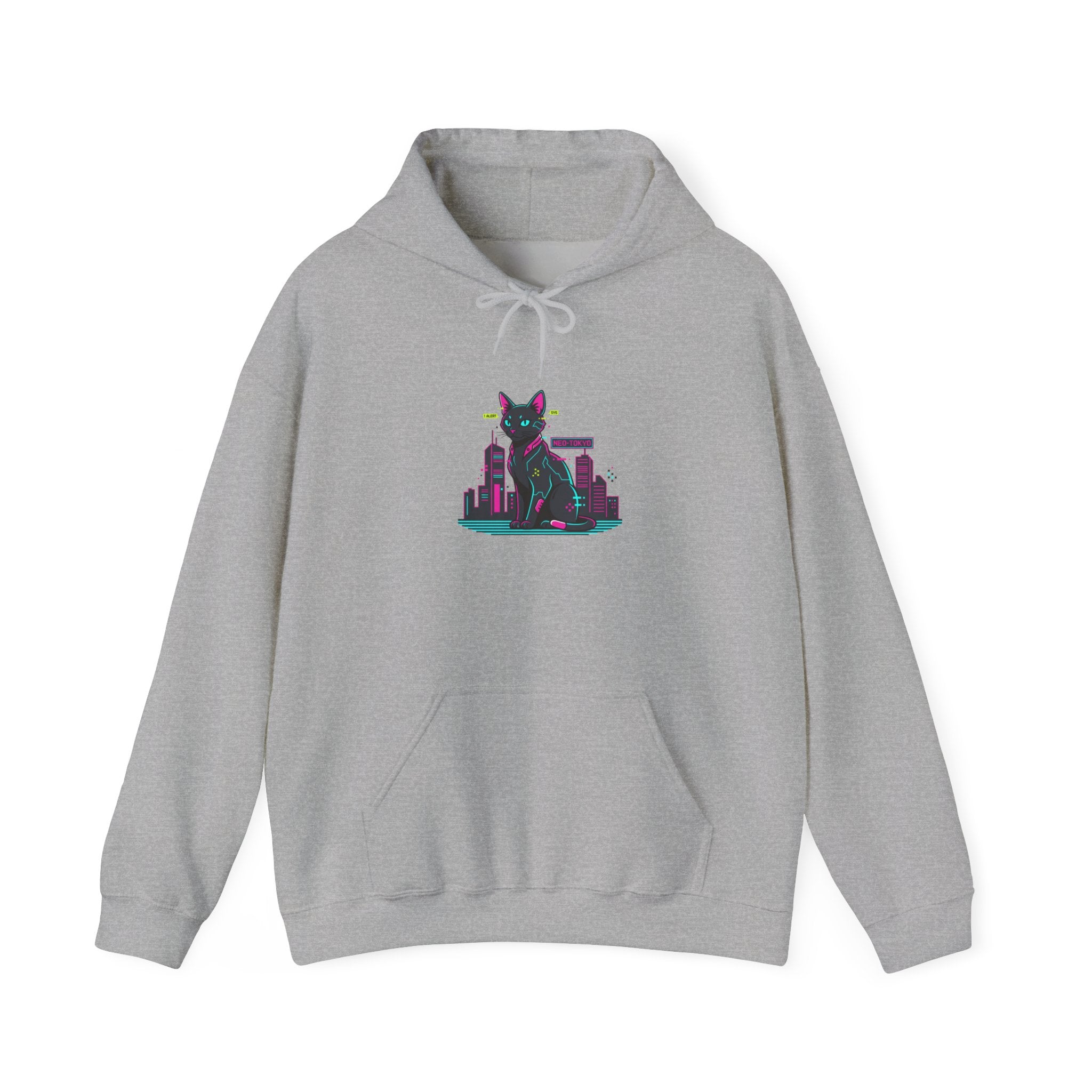 Pixel City Cat Hoodie | retro OS error, pixel art cyberpunk
