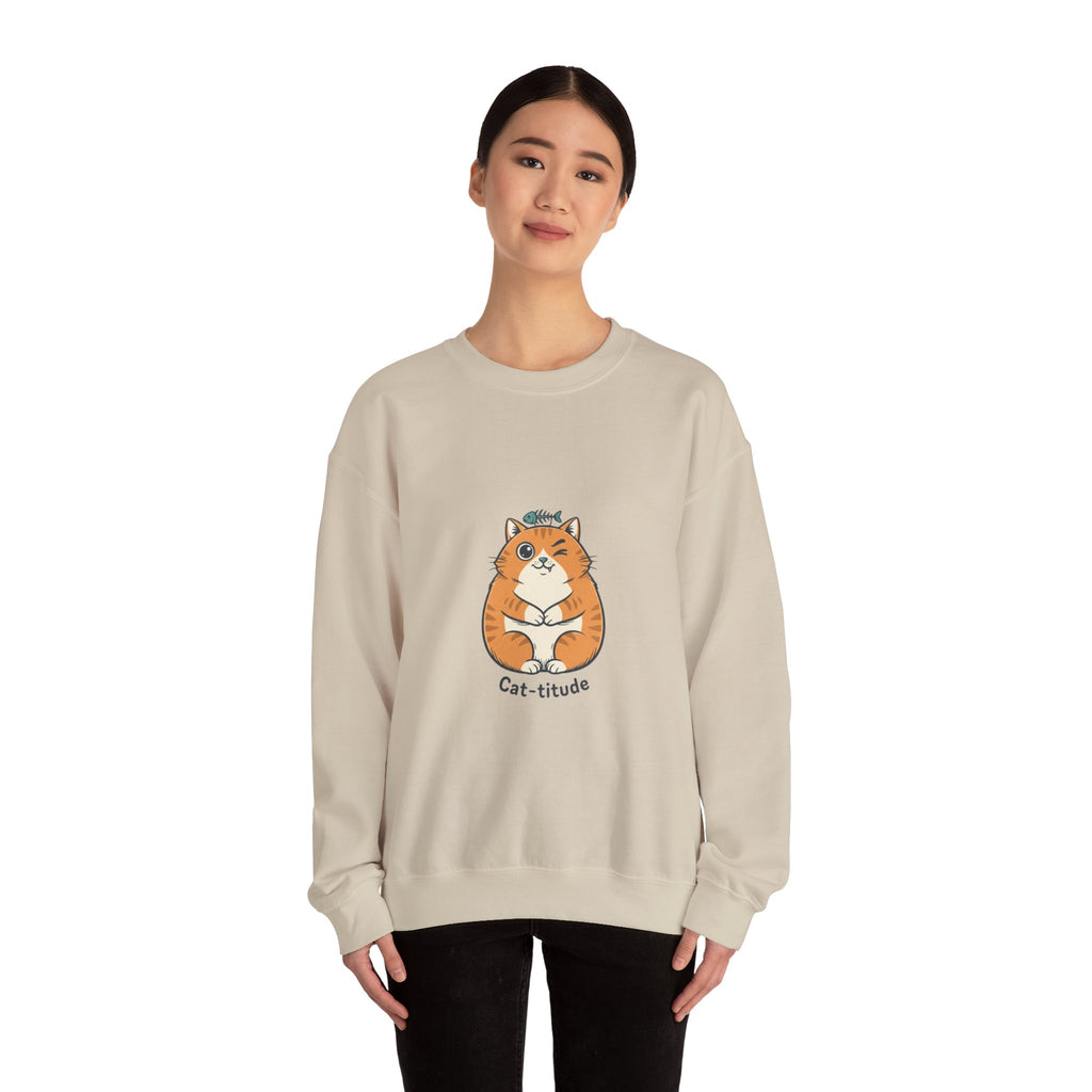 Cat-titude Crewneck Sweatshirt | sarcastic shirt, 90s aesthetic humor