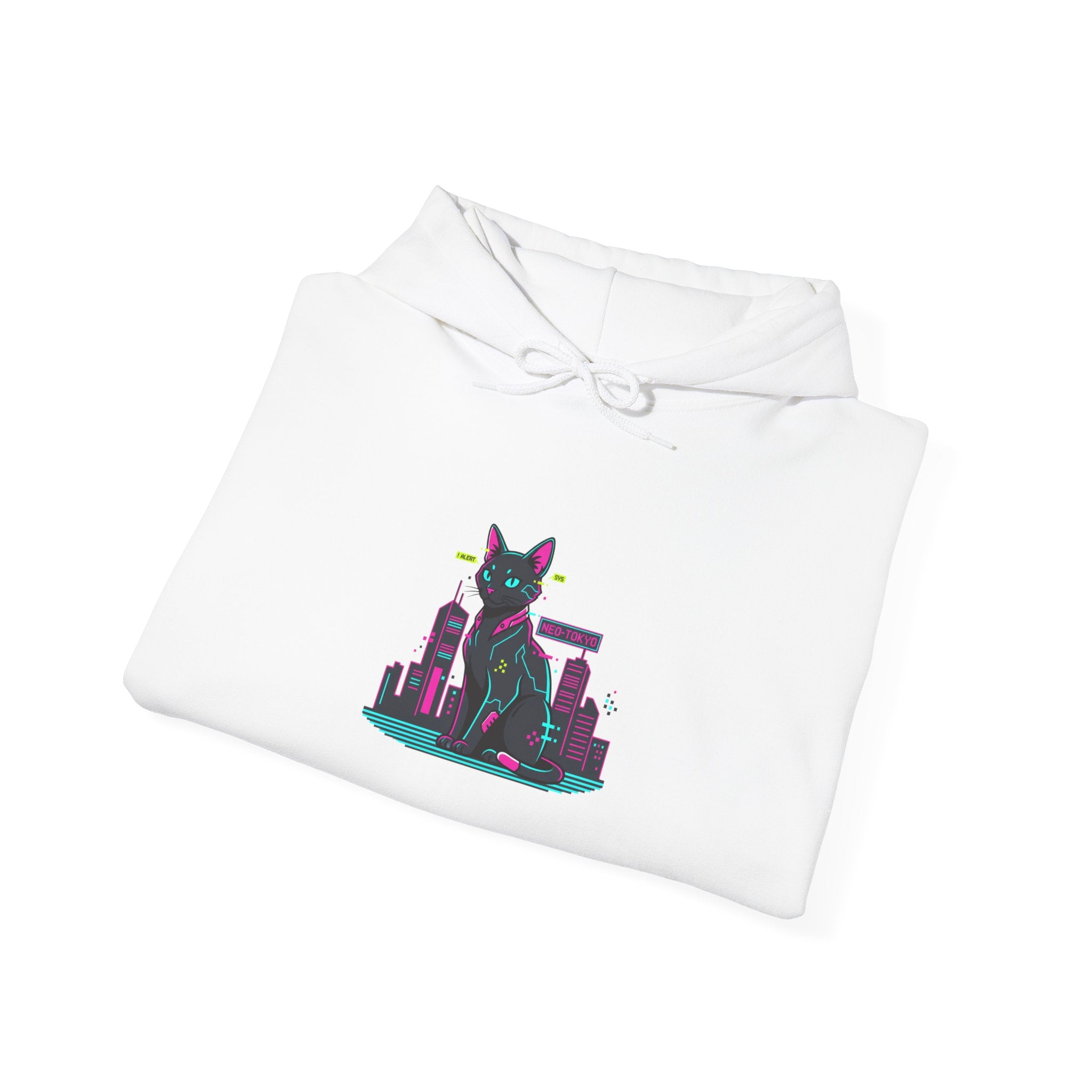 Pixel City Cat Hoodie | retro OS error, pixel art cyberpunk
