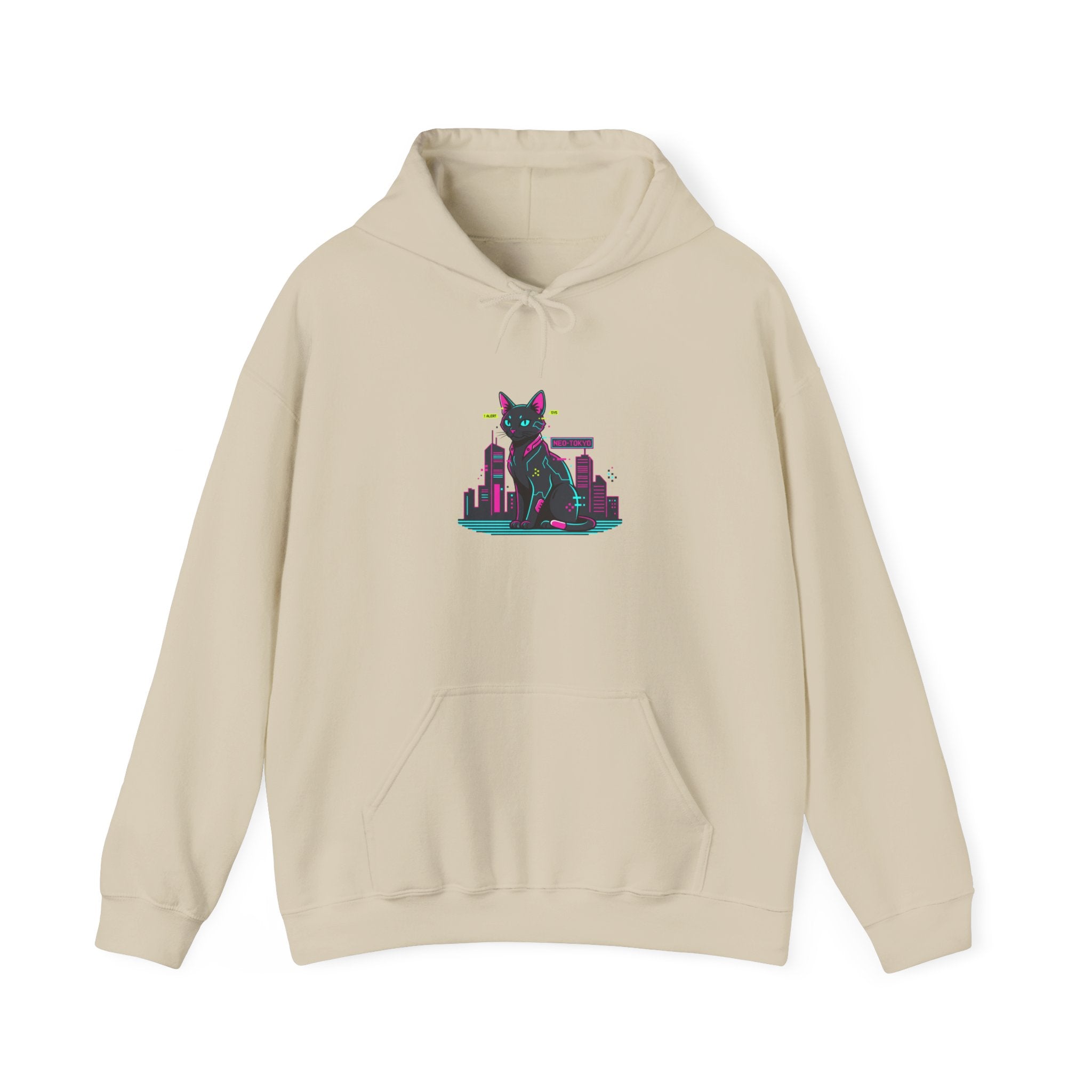 Pixel City Cat Hoodie | retro OS error, pixel art cyberpunk