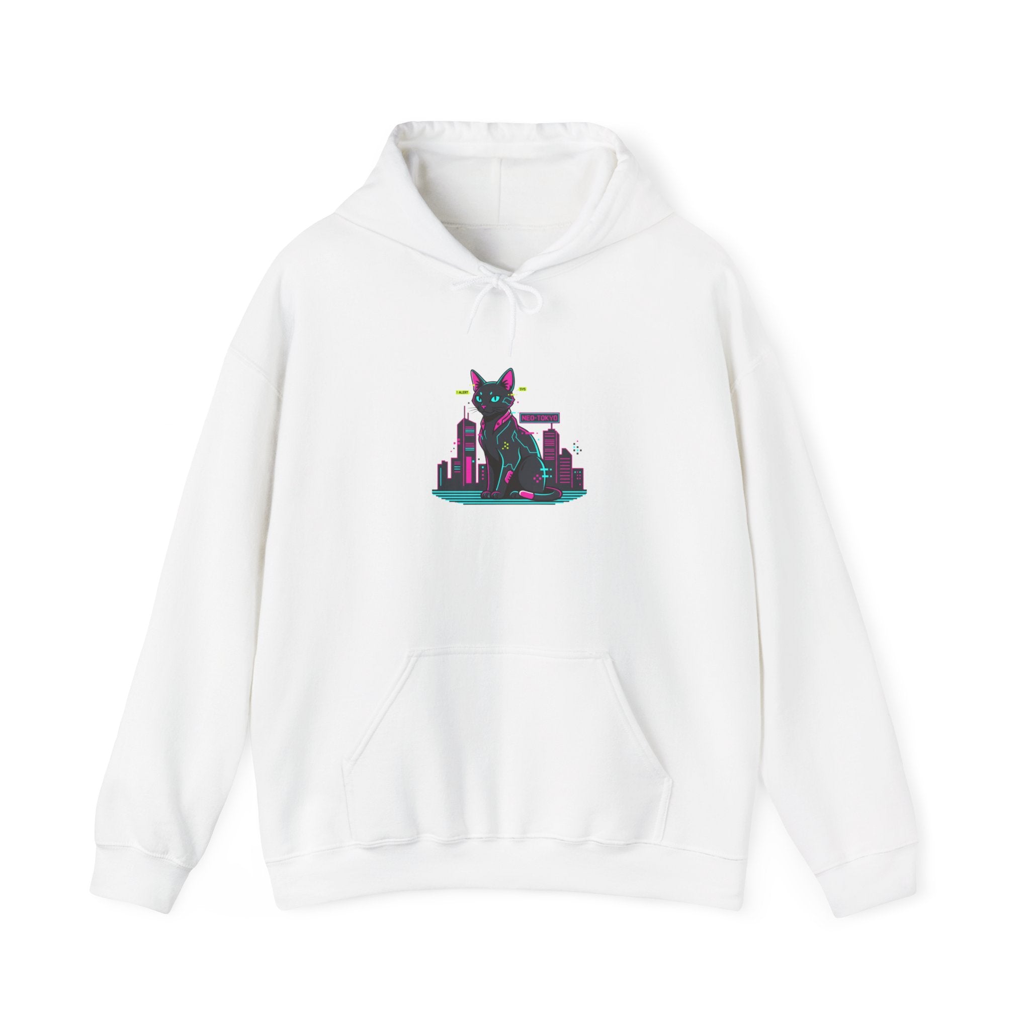 Pixel City Cat Hoodie | retro OS error, pixel art cyberpunk