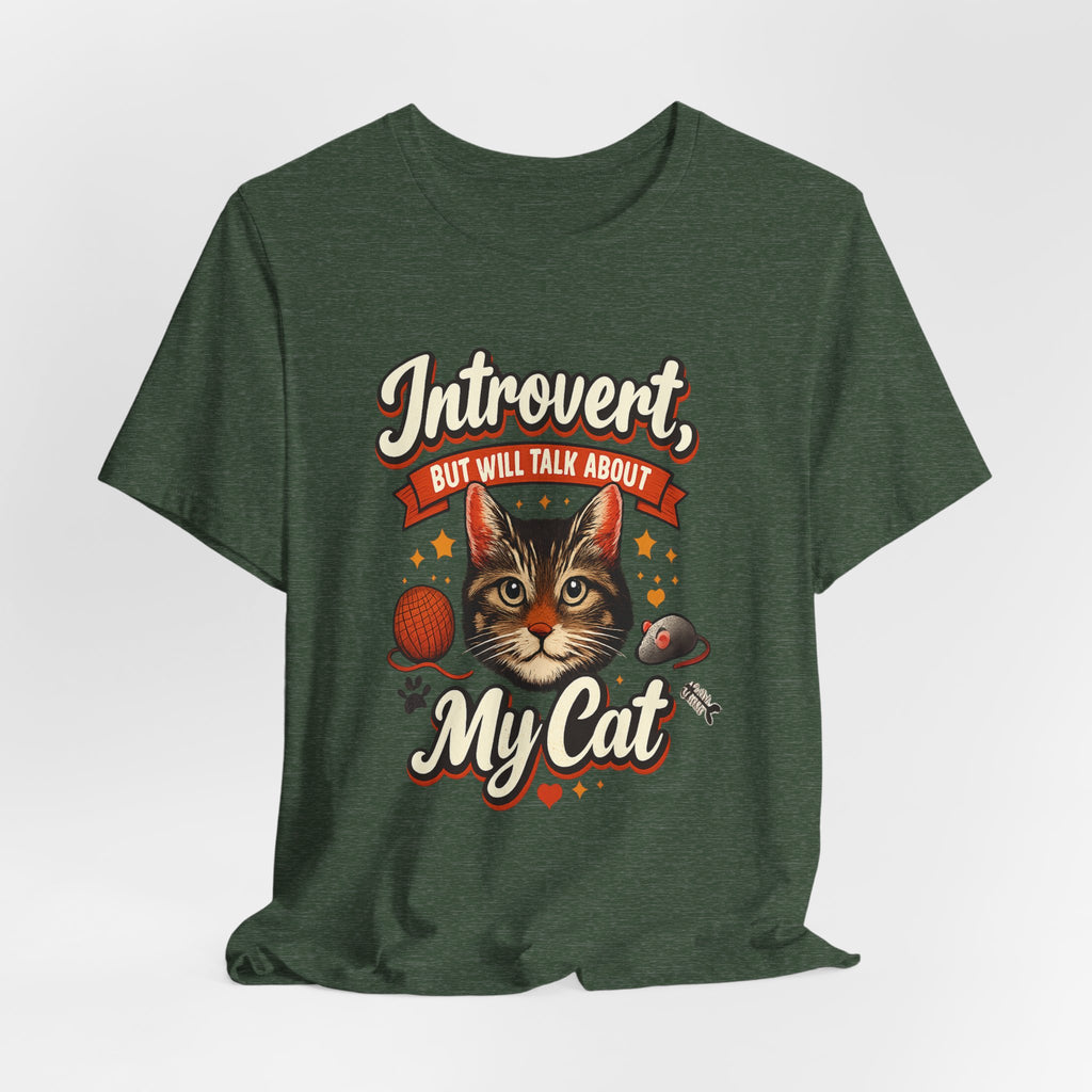 Introvert But Will Talk About My Cat T-Shirt — Funny Cat Lover Tee