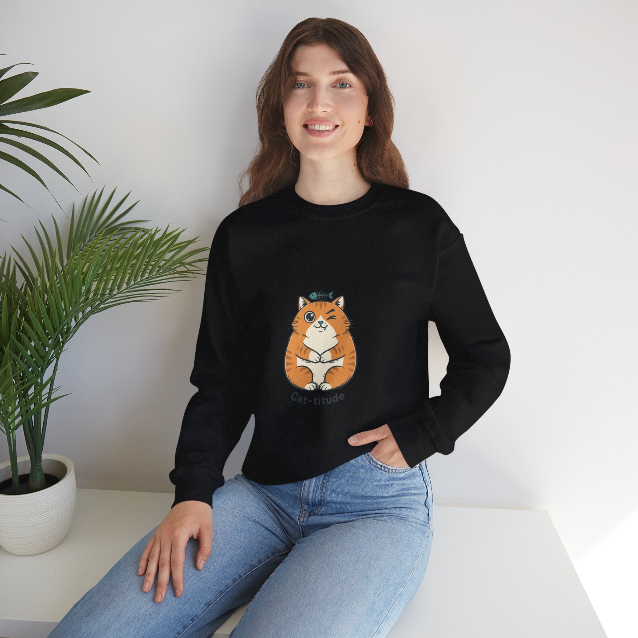 Cat-titude Crewneck Sweatshirt | sarcastic shirt, 90s aesthetic humor