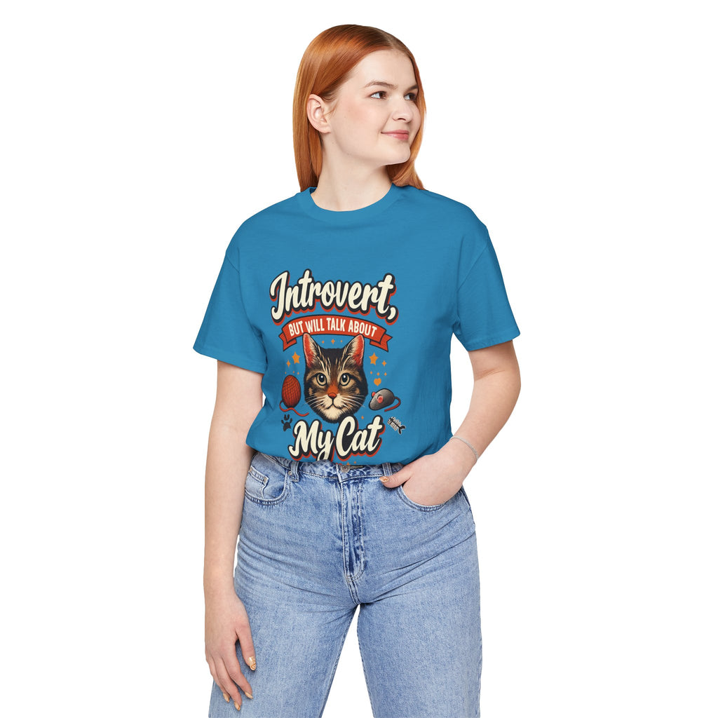 Introvert But Will Talk About My Cat T-Shirt — Funny Cat Lover Tee