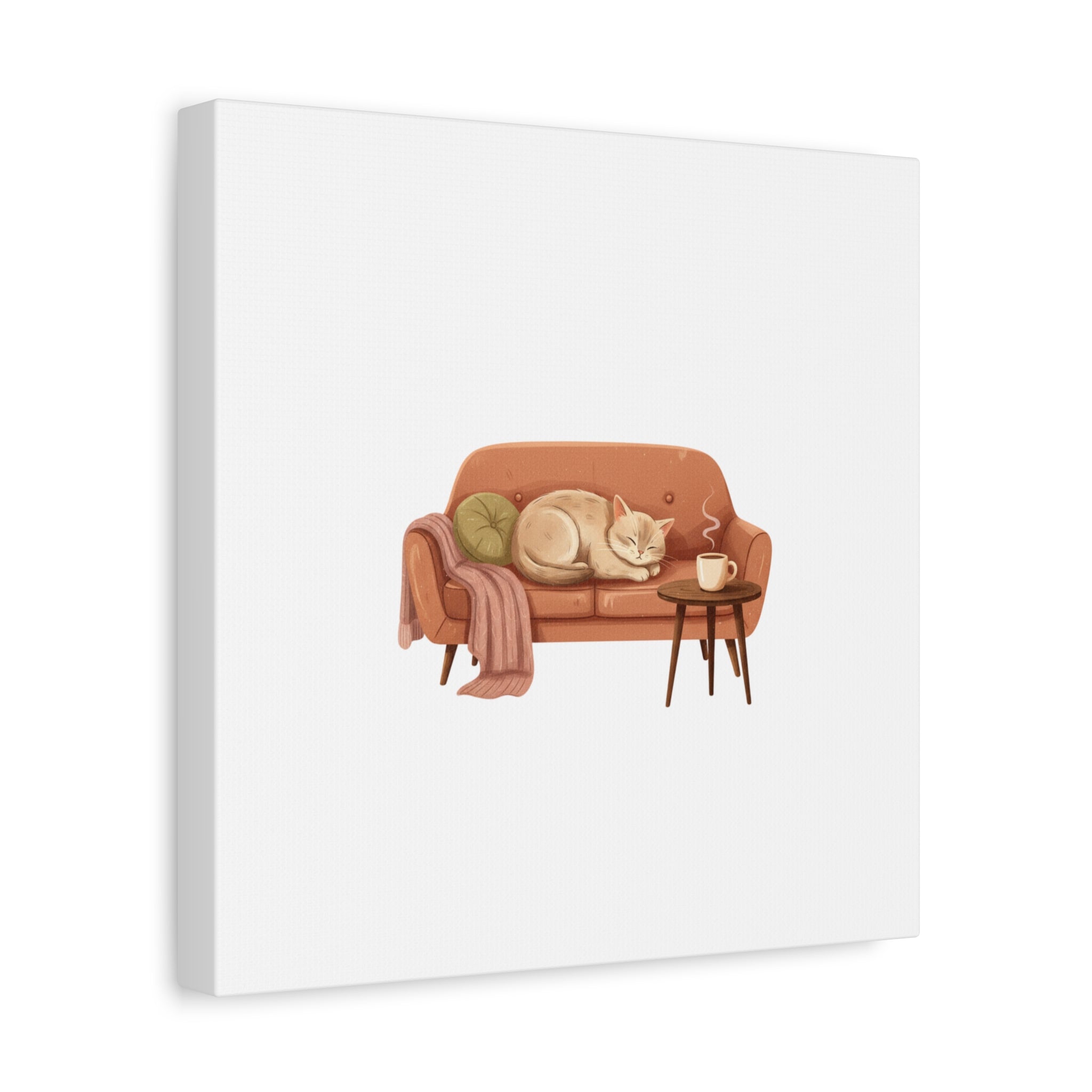 Cozy Cat on Sofa Canvas | cozycore, hygge