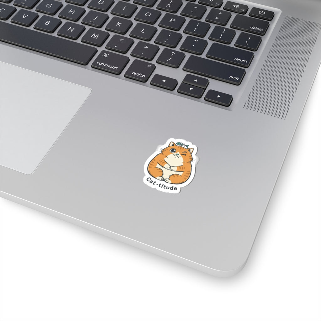 Cat-titude Sticker | sarcastic office humor, minimalist two-tone