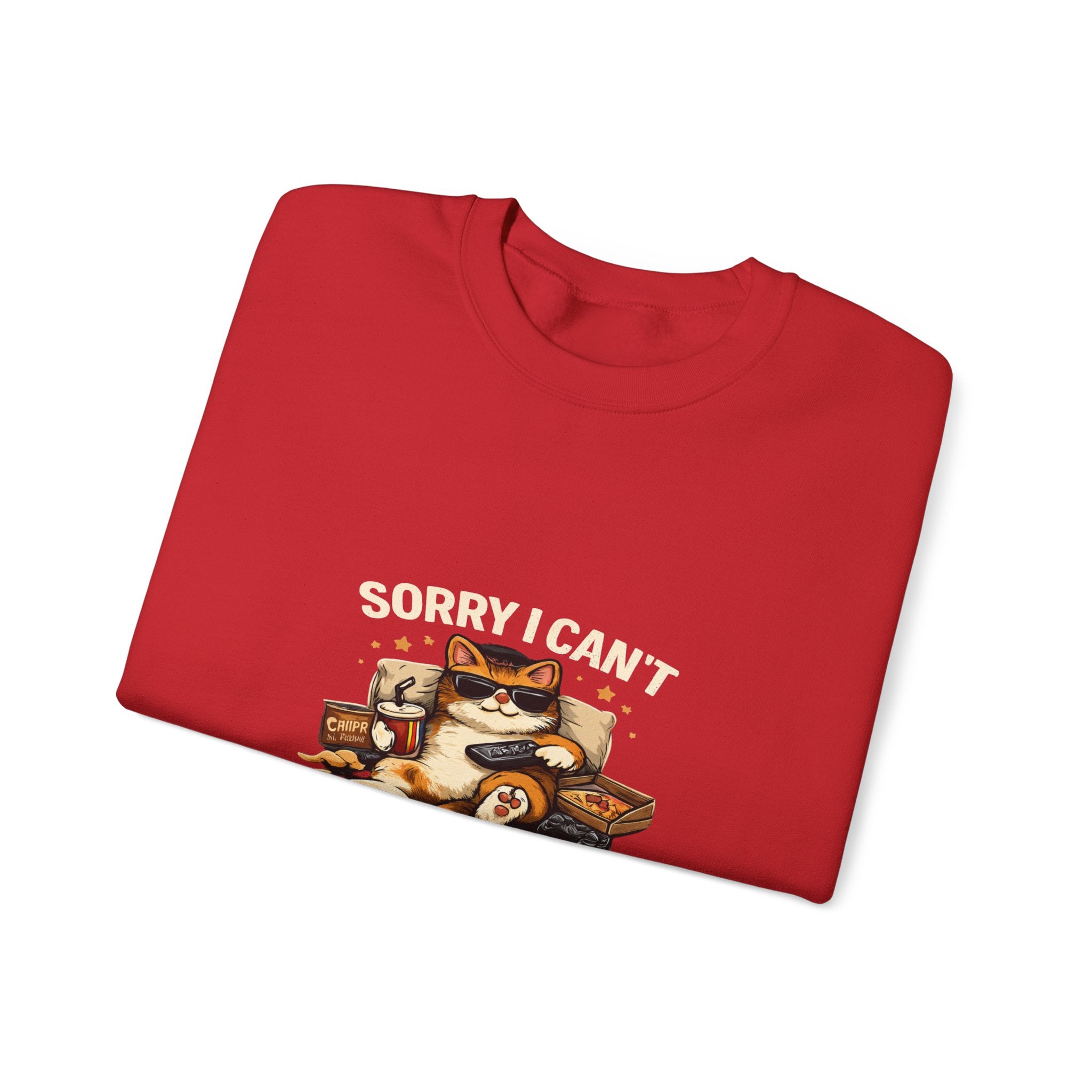 Crewneck Sweatshirt — "Sorry I Can't, I Have Plans With My Cat" Cozy Cat Lover Pullover