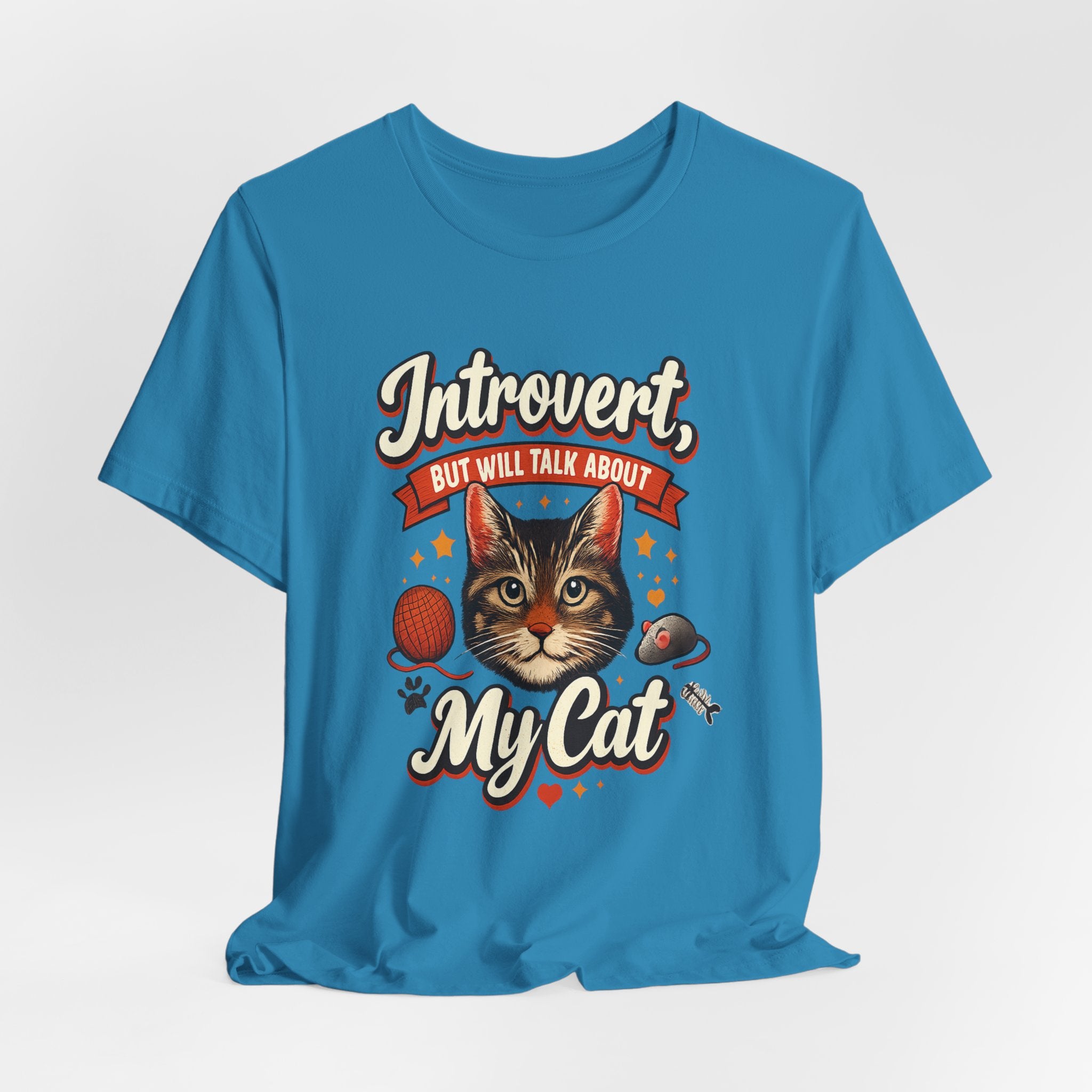 Introvert But Will Talk About My Cat T-Shirt — Funny Cat Lover Tee