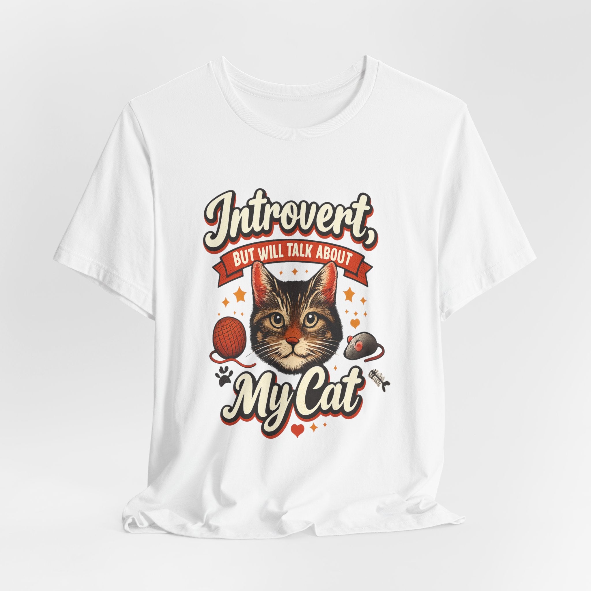 Introvert But Will Talk About My Cat T-Shirt — Funny Cat Lover Tee