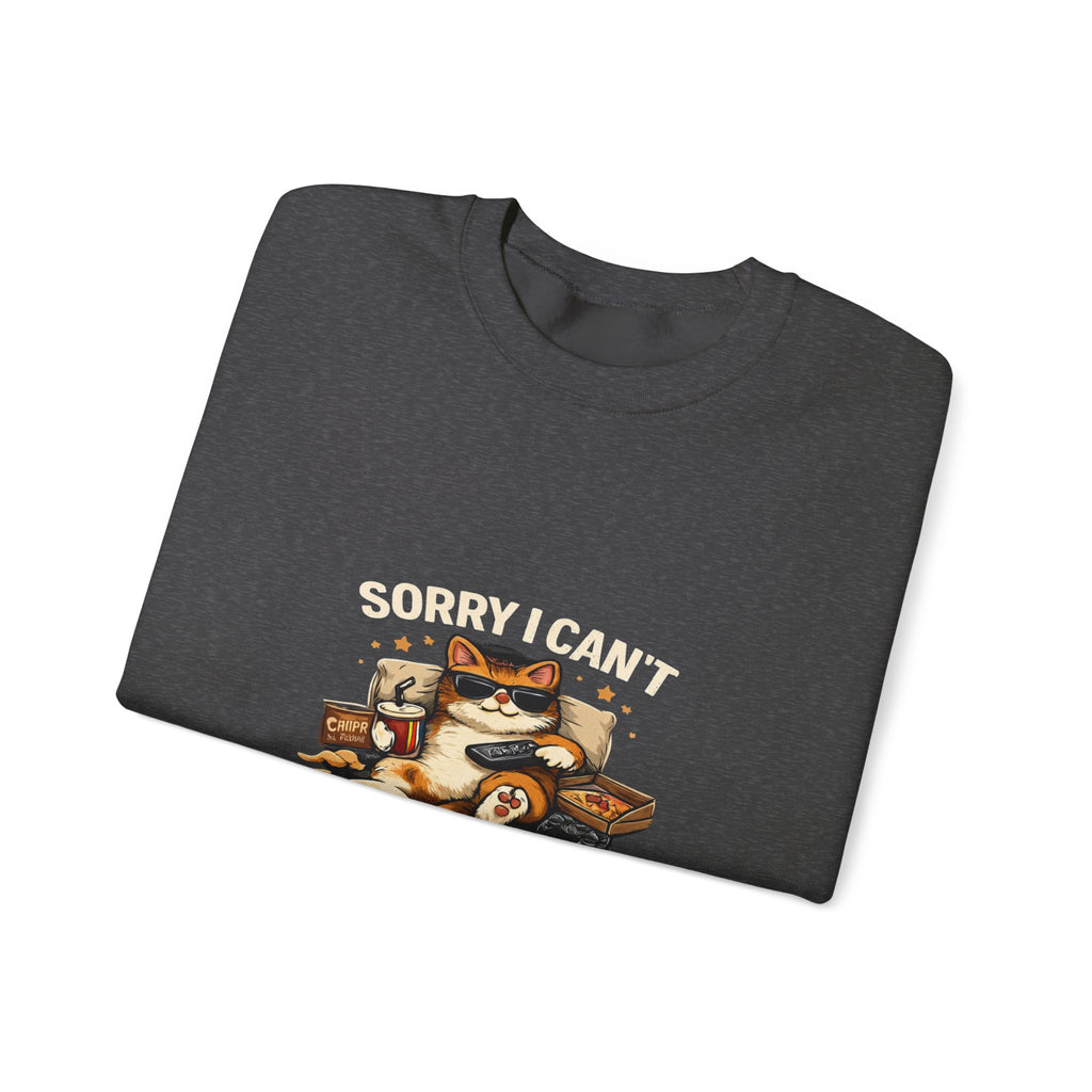Crewneck Sweatshirt — "Sorry I Can't, I Have Plans With My Cat" Cozy Cat Lover Pullover