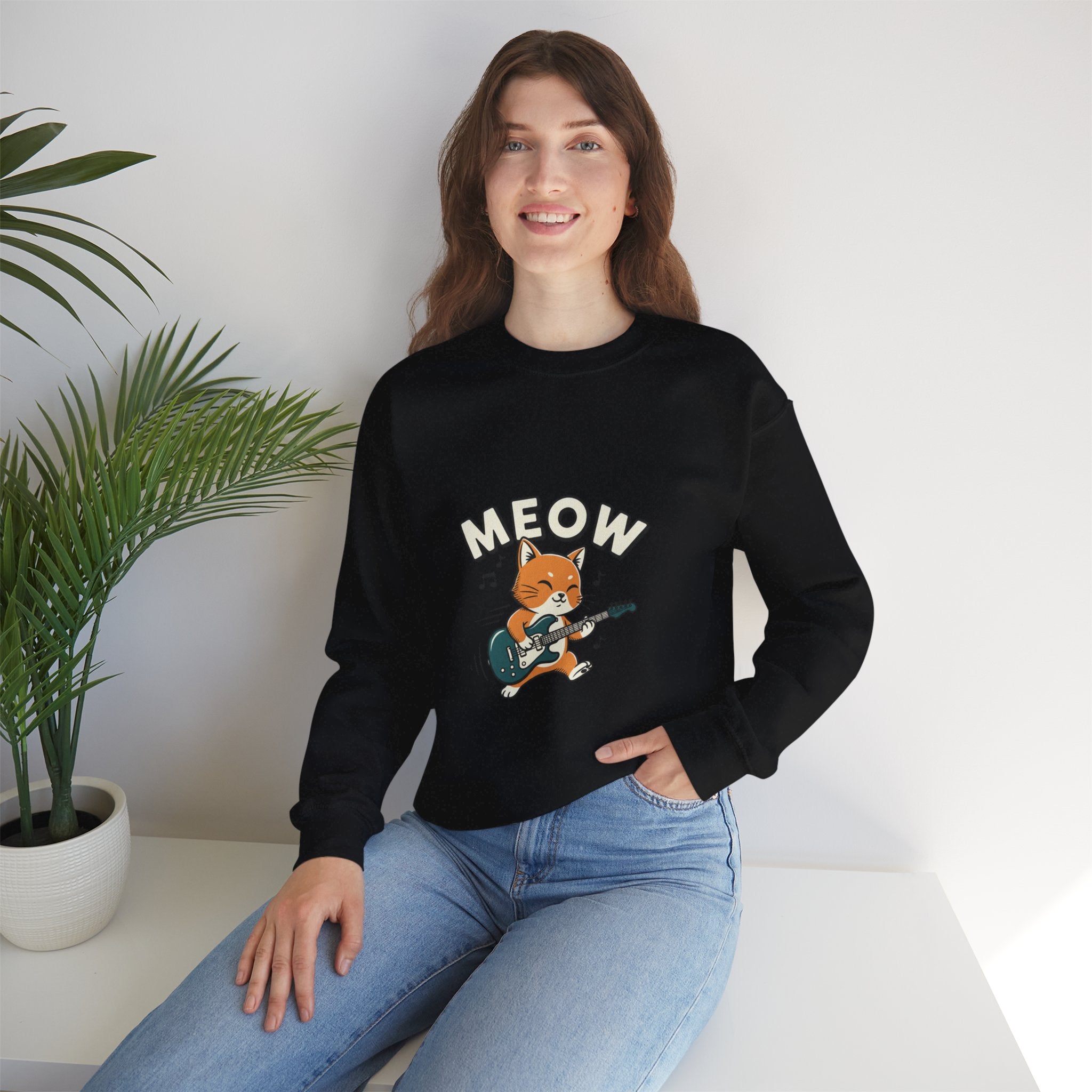 Meow Guitar Cat Sweatshirt | Loading Bar Humor, Buffering Meme